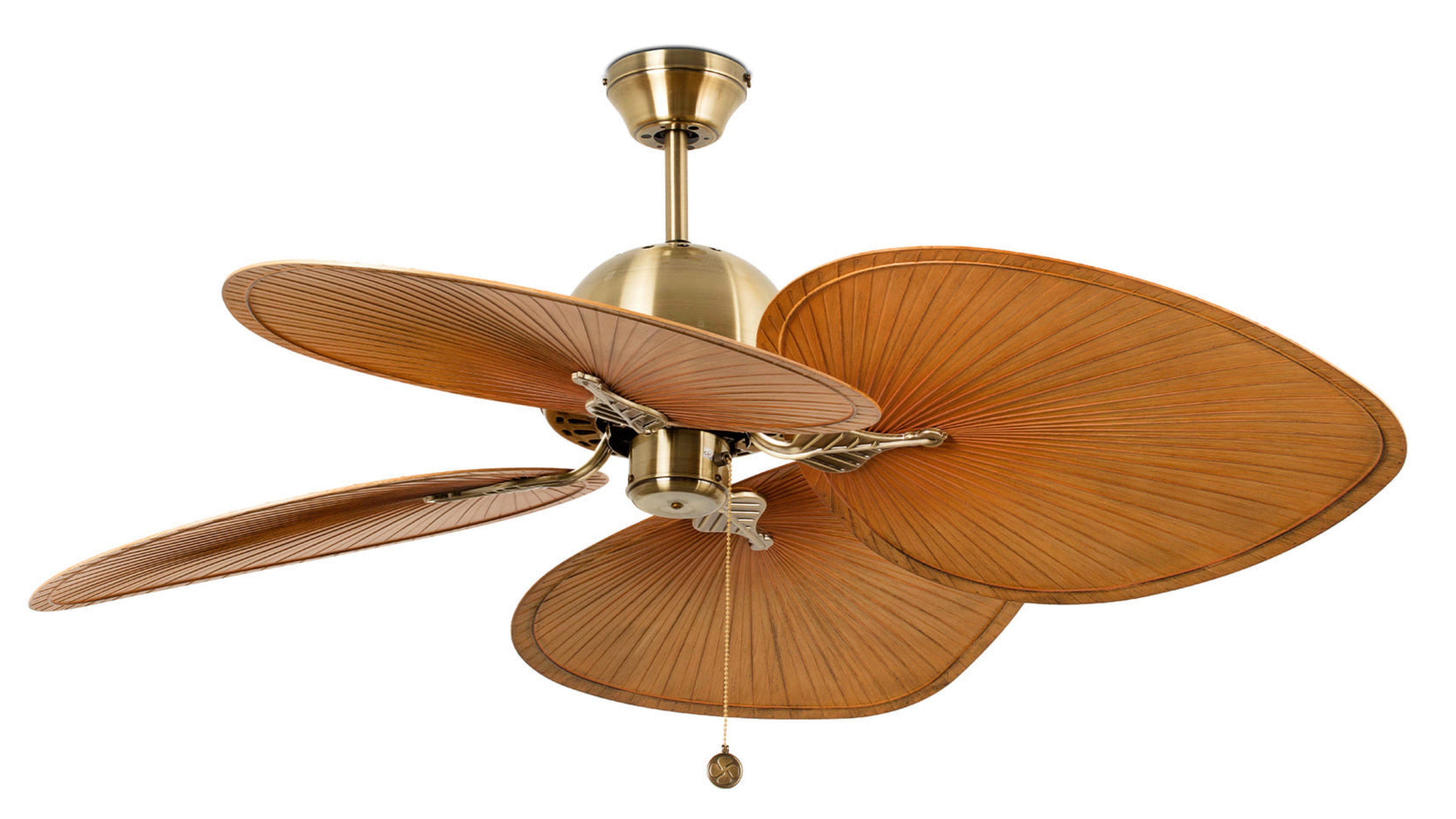 FARO Barcelona Deckenventilator Deckenventilator Cuba Gold 132 cm mit Zugkette, Mit Zugschnur