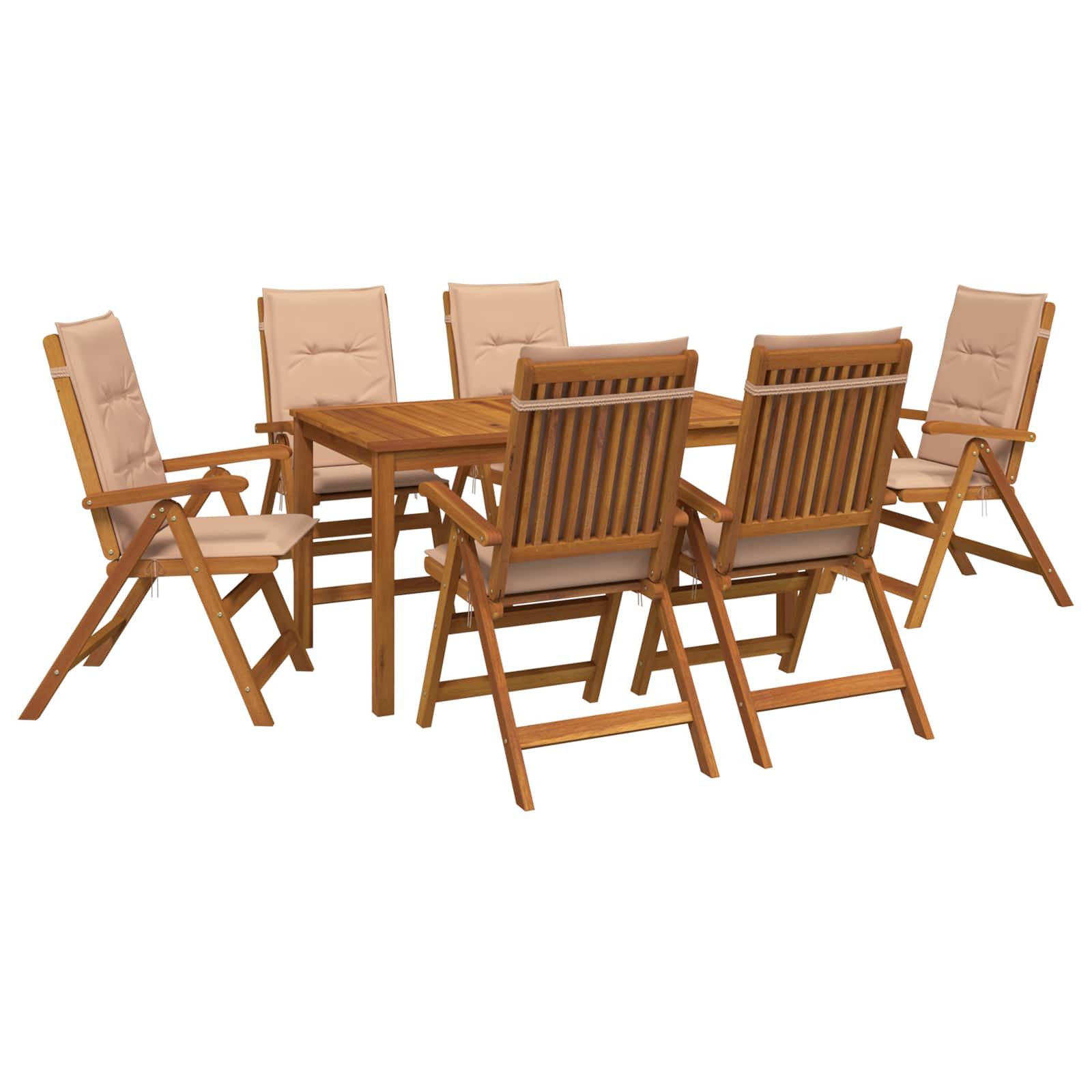 vidaXL Gartenlounge-Set 7-Piece Garden Dining Set Natur Massivholz