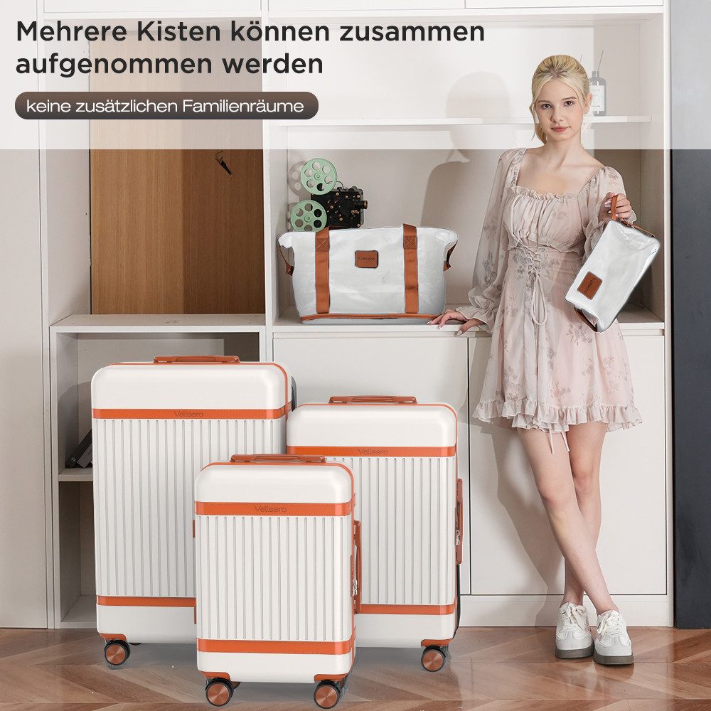 VALLSERO Trolleyset Hartschalen-Koffer set (M, L,XL) Rollkoffer, Reisekoffer, Handgepäck 4 Rollen, ABS-Material, TSA Zollschloss