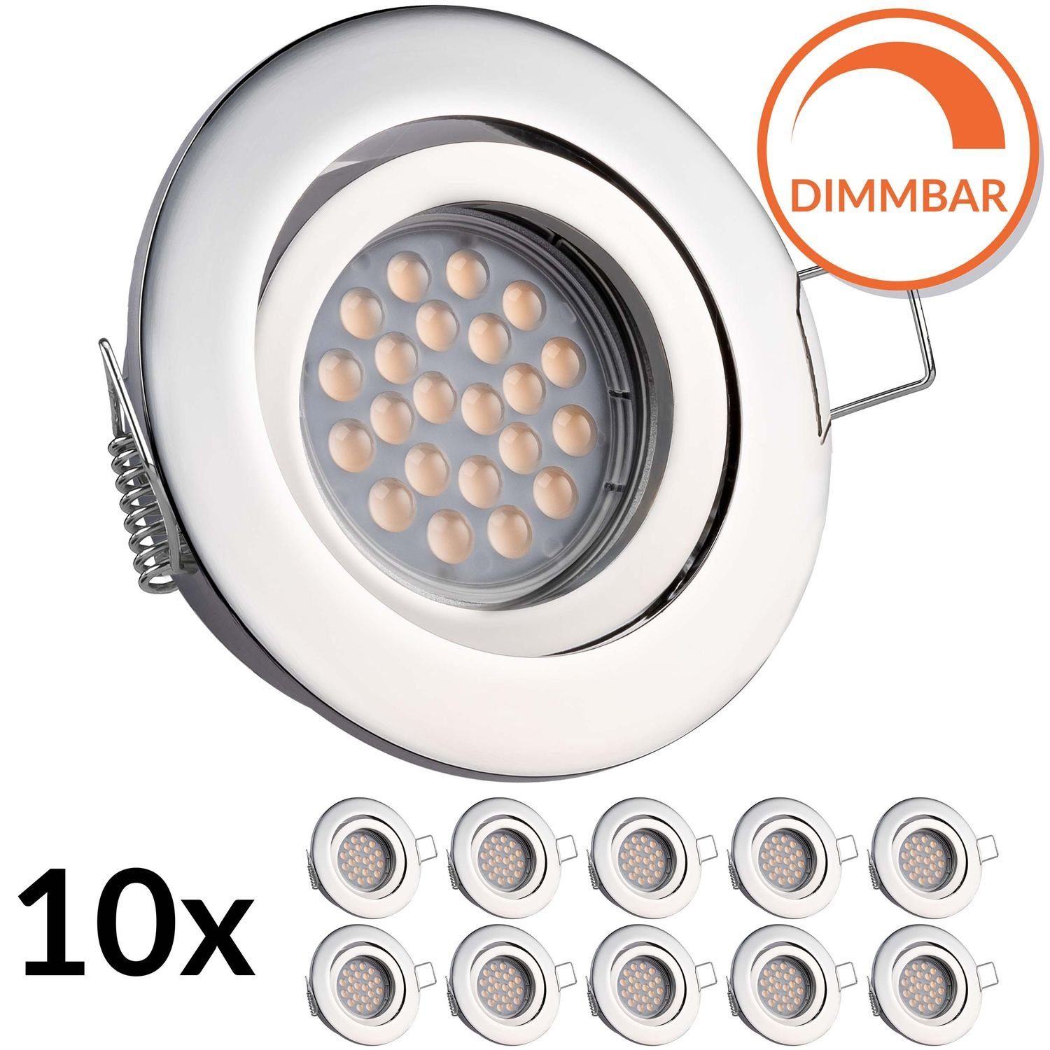 LEDANDO LED Einbaustrahler 10er LED Einbaustrahler Set mit LED GU10 Markenstrahler - dimmbar - vo