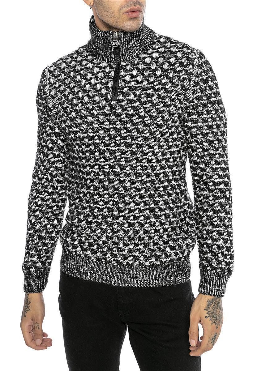 RedBridge Strickpullover mit Zipper und Stehkragen Stilvolles Muster Modisc günstig online kaufen
