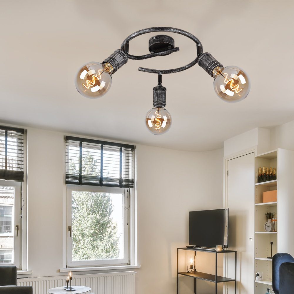 GLOBO LIGHTING Deckenspot, Leuchtmittel nicht inklusive, Deckenlampe Deckenstrahler Spotlampe beweglich antik nickel D 25 cm
