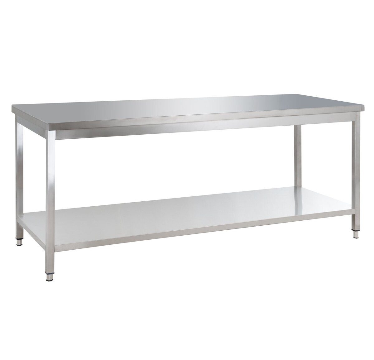 GastroHero Arbeitstisch Edelstahl Arbeitstisch BASIC 180x70 cm mit Grundboden Chrom-Nickel