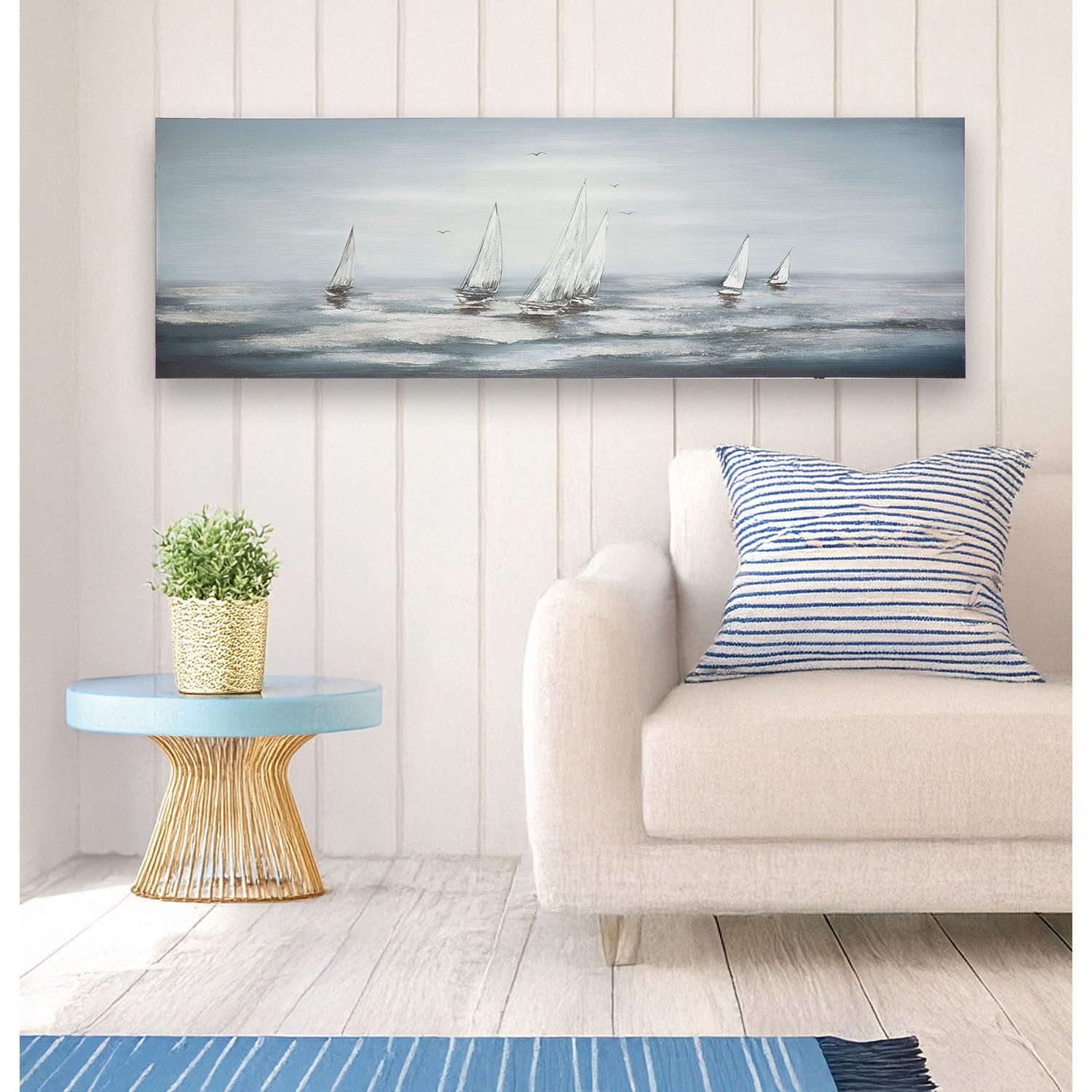 GILDE Holzbild Bild rechteckig Silver Regatta, Strandbilder (1 St)