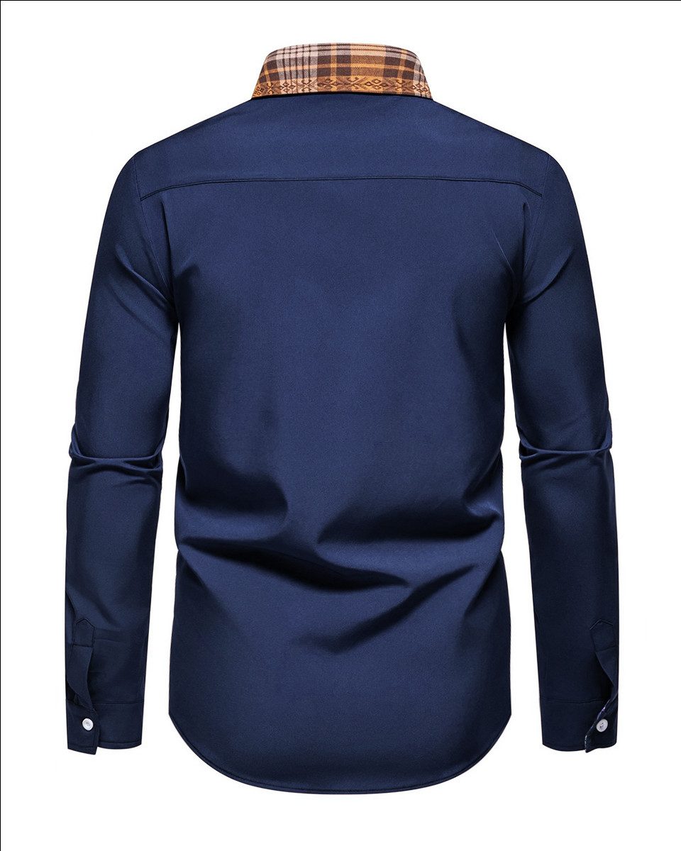 Allthemen Langarmhemd mit Karo-Kontrastdetails lässiges Freizeithemd günstig online kaufen