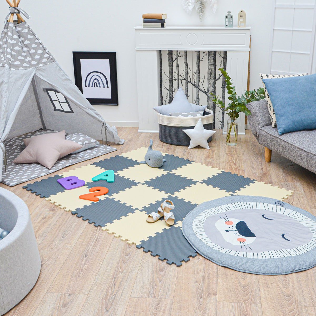 LittleTom Puzzlematte ab dem 1. Tag - 18 Teile Baby Spielmatte - 30 x 30 Kinder Krabbelmatte, (18-tlg), Spielunterlage für Babys und Kleinkinder - Kinderzimmer Puzzleteppich