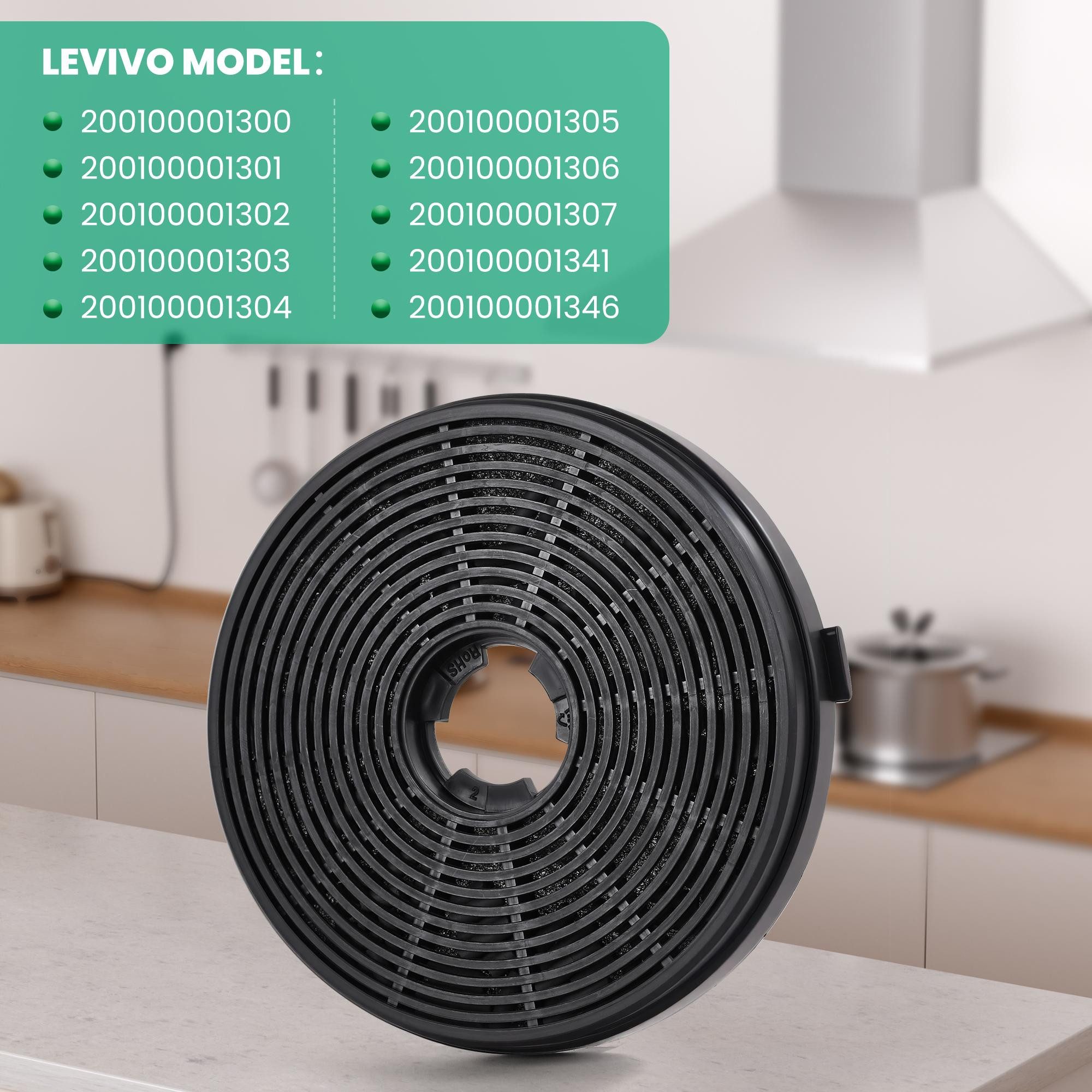 Levivo Aktivkohlefilter Ersatzfilter Austauschfilter für Levivo Dunstabzugshauben