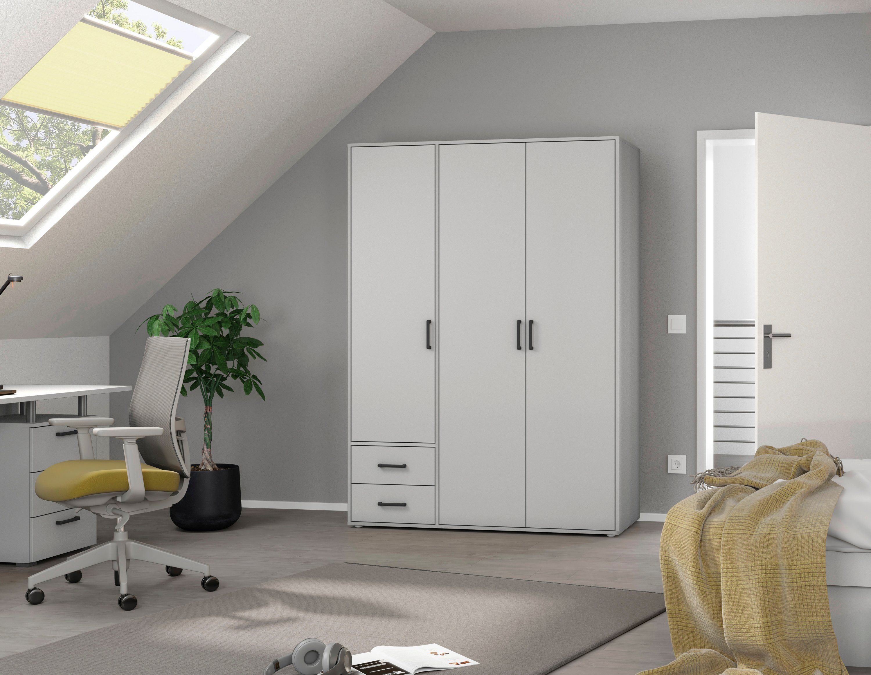 rauch Drehtürenschrank Kleiderschrank Schrank Garderobe Wäscheschrank VOYAGER (in 3 verschiedenen Ausstattungen BASIC/CLASSIC/PREMIUM) mit 2 modernen Griffvarianten, mit Außenschubladen MADE IN GERMANY