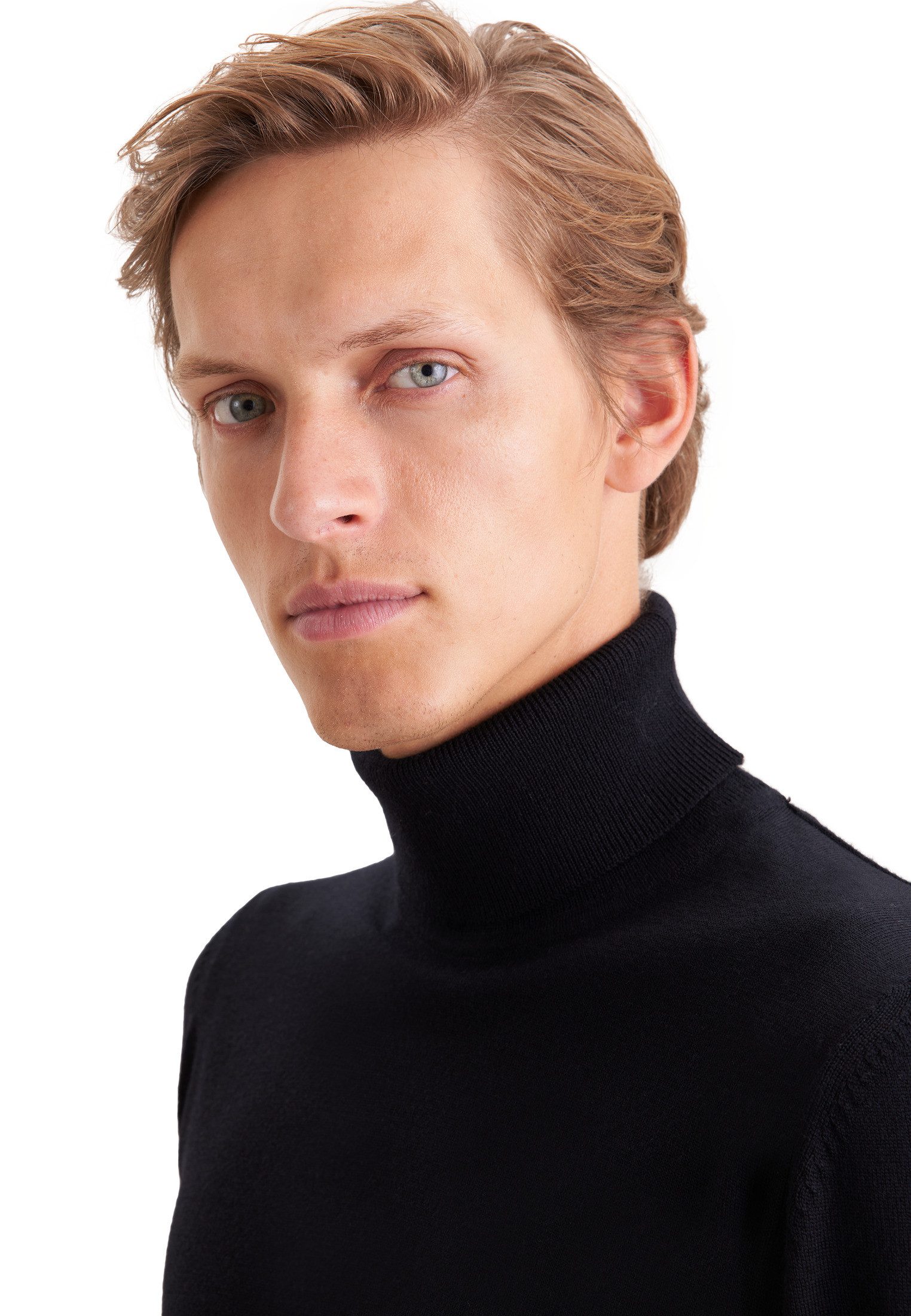seidensticker Strickpullover Schwarze Rose 1/1 Rollkragen Uni