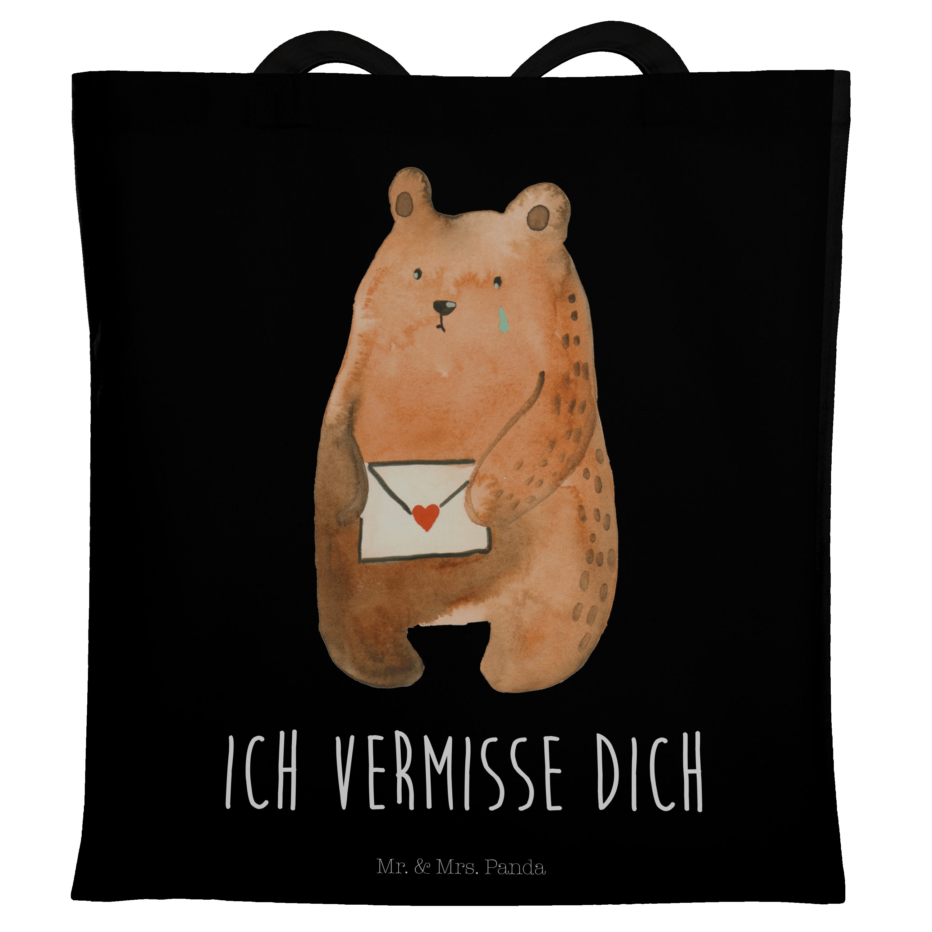 Tragetasche (1-tlg) Teddybär, Liebeskummer, Mr. dich Geschenk, Mrs. - Panda Schwarz - Bär & Ich vermisse F
