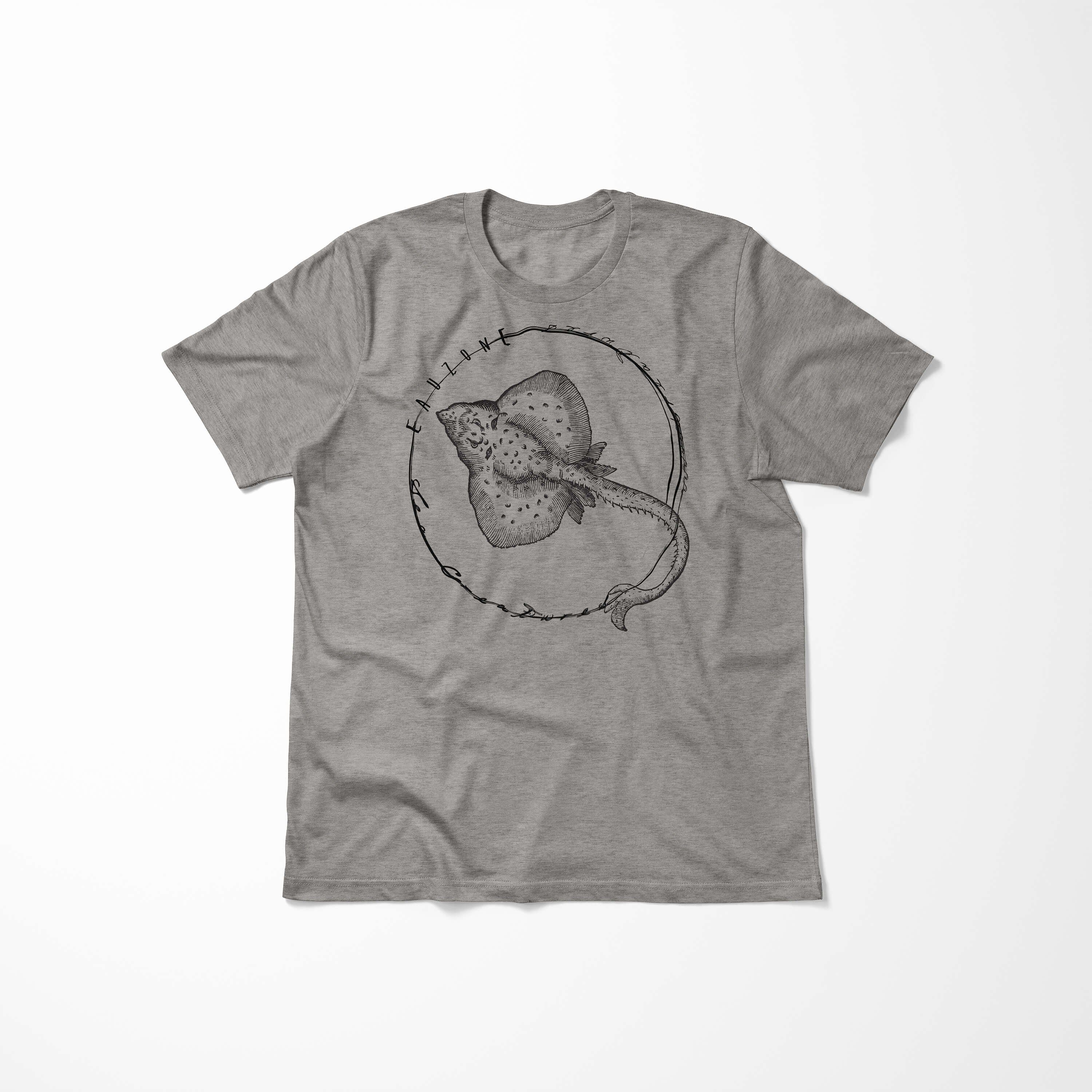 Sinus Art T-Shirt T-Shirt Sea / 096 feine Sea Creatures, Ash Fische Schnitt sportlicher Tiefsee - Serie: Struktur und