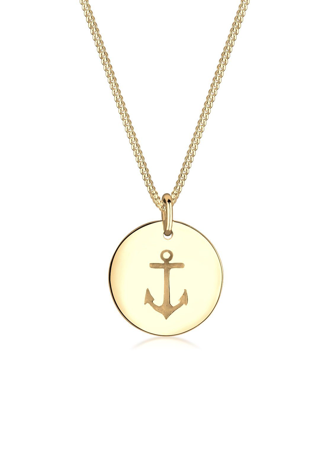 Elli Kette mit Anhänger Anker Münze Maritim 925 Silber