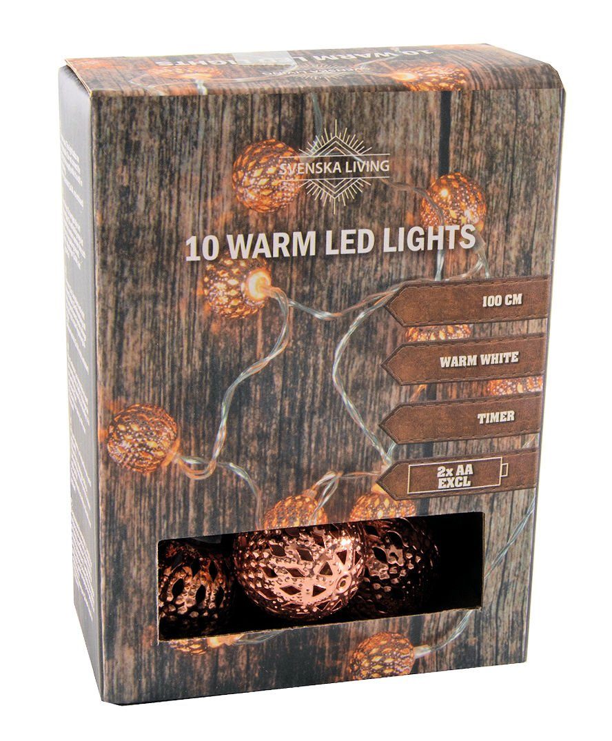 Spetebo Lichterkette Deko Lichterkette - 100 cm -, 10-flammig, Kupfer Kugel günstig online kaufen