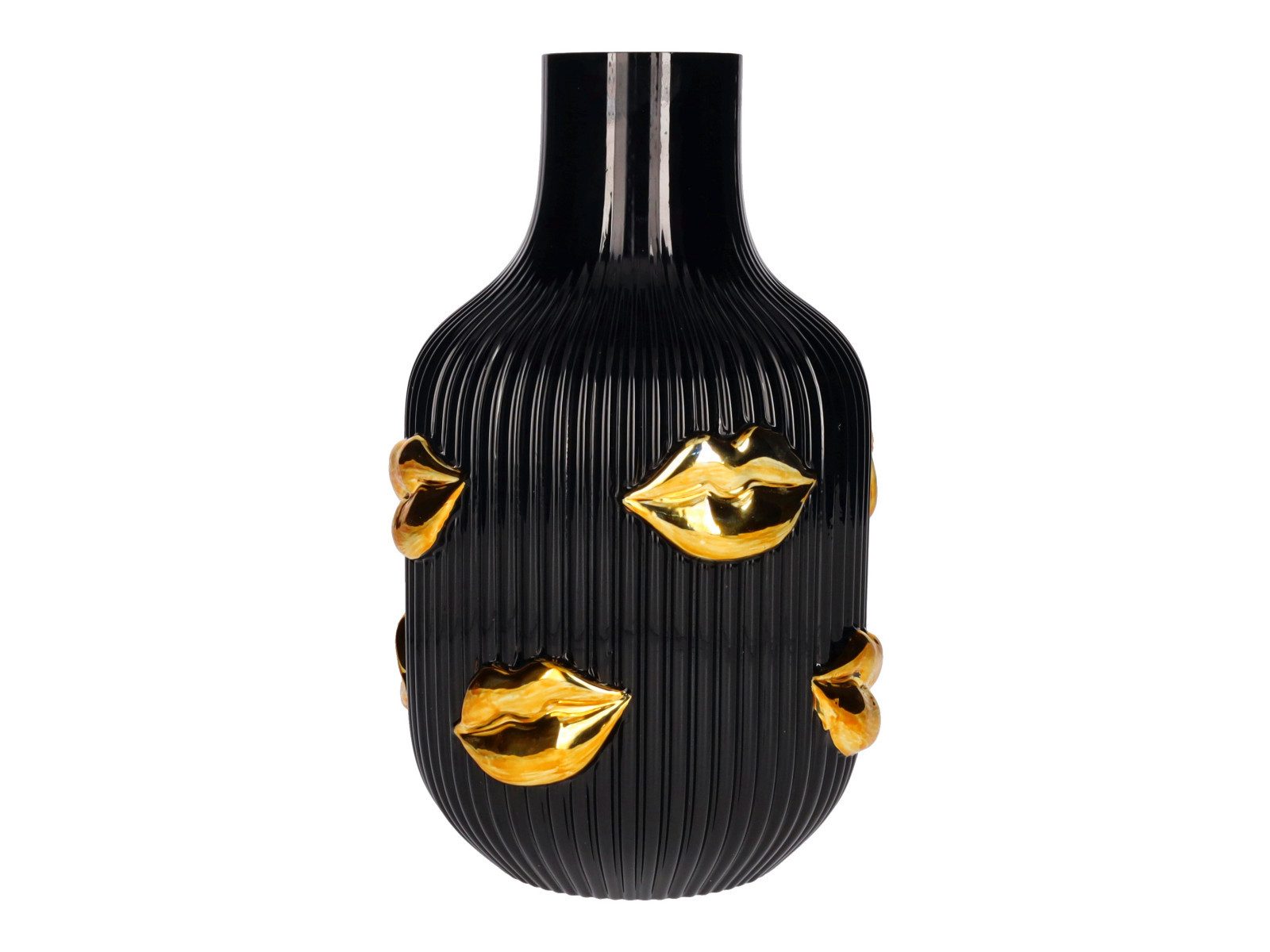 Giftcompany Dekovase L'amour Vase Lippen Gold schwarz 25cm (Vasen)