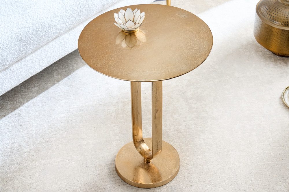 riess-ambiente Beistelltisch ELEGANCE 60cm gold (Einzelartikel, 1-St), Wohnzimmer · Aluminium-Metall · rund · handmade · Modern Design