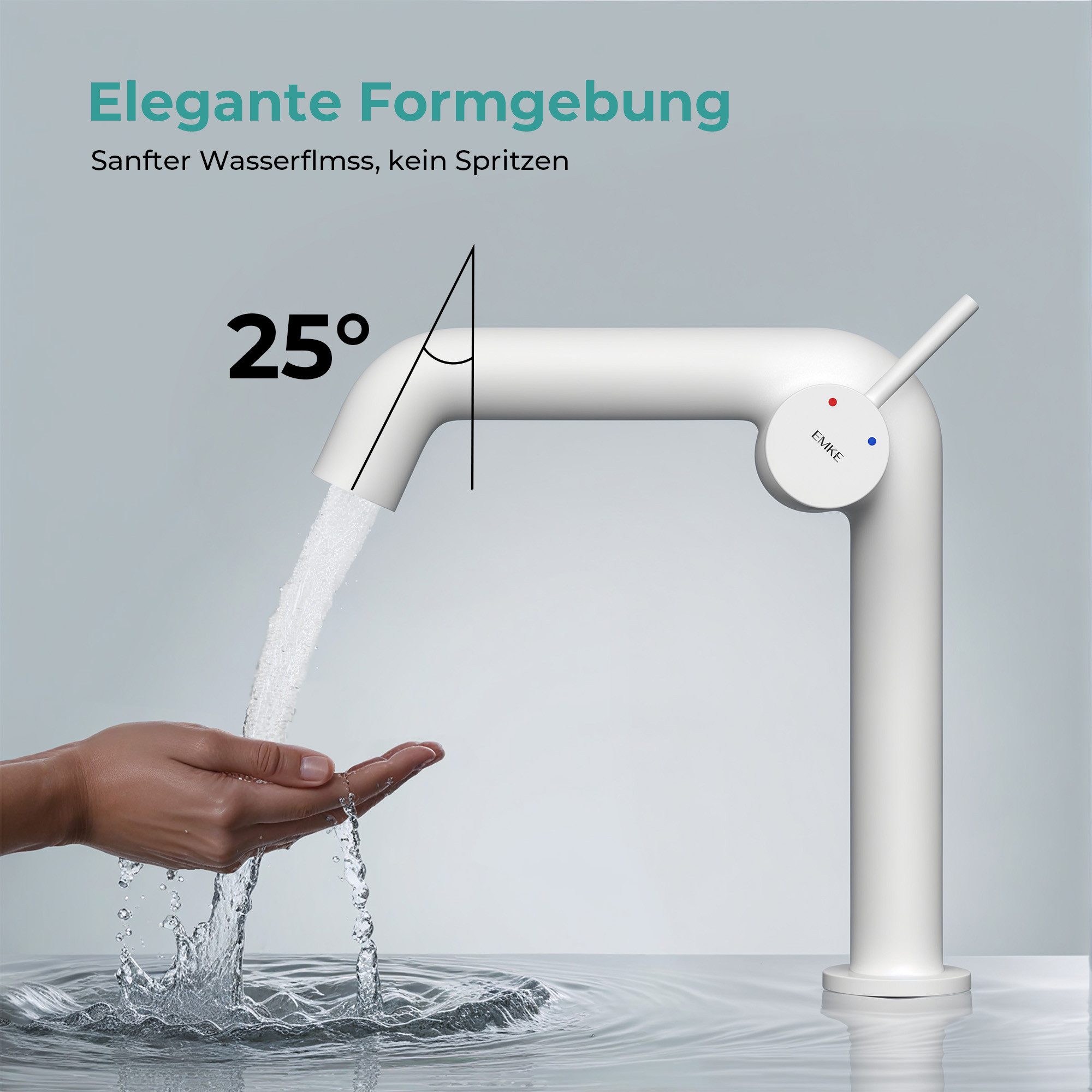 EMKE Waschtischarmatur Wasserhahn Bad mit Luftsprudler Küchenarmatur Mischbatterie-Armatur (Badezimmer armaturen, Waschbeckenhahn, Schwarz)