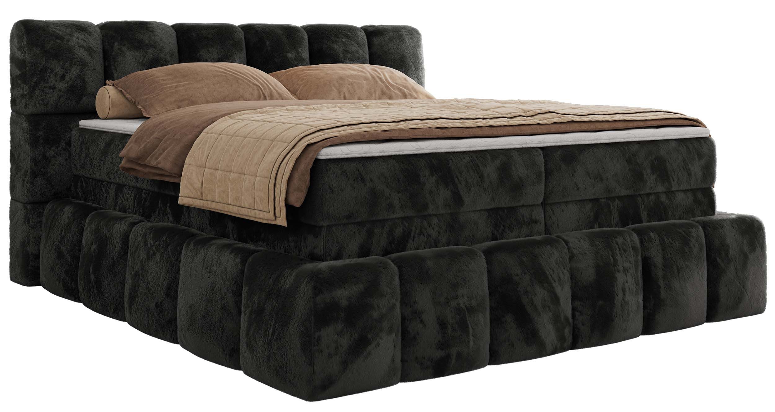 MKS MÖBEL Boxspringbett NIRA KING (Doppelbett-Set mit Topper & Bettkasten, 7-Zonen-Taschenfederkern, Härte H3/H4 wählbar, Topper 5 cm), breites, weiches Kopfteil, Komfortliegehöhe, robuste Ausführung