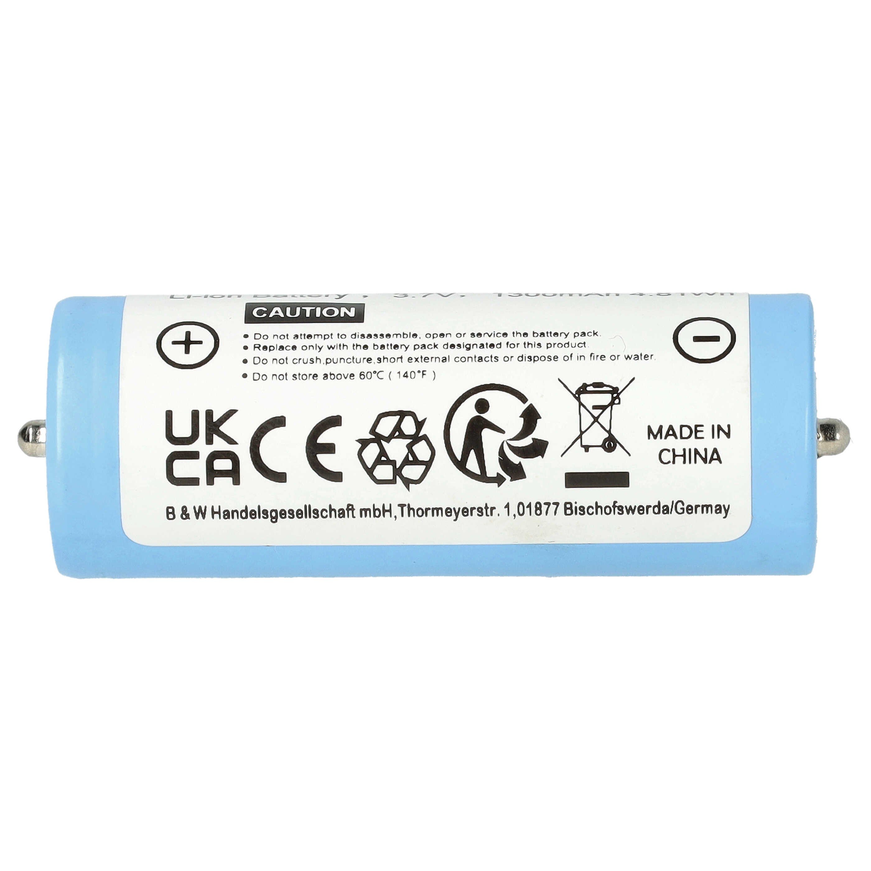 vhbw Akku passend für Braun Series 9 9075cc, 9040s wet & dry, 9095cc, Akku Akku Li-Ion 1300 mAh (3,7 V, 1 St), Leistungsfähiger Austausch-Akku für Rasierer oder Trockenrasierer