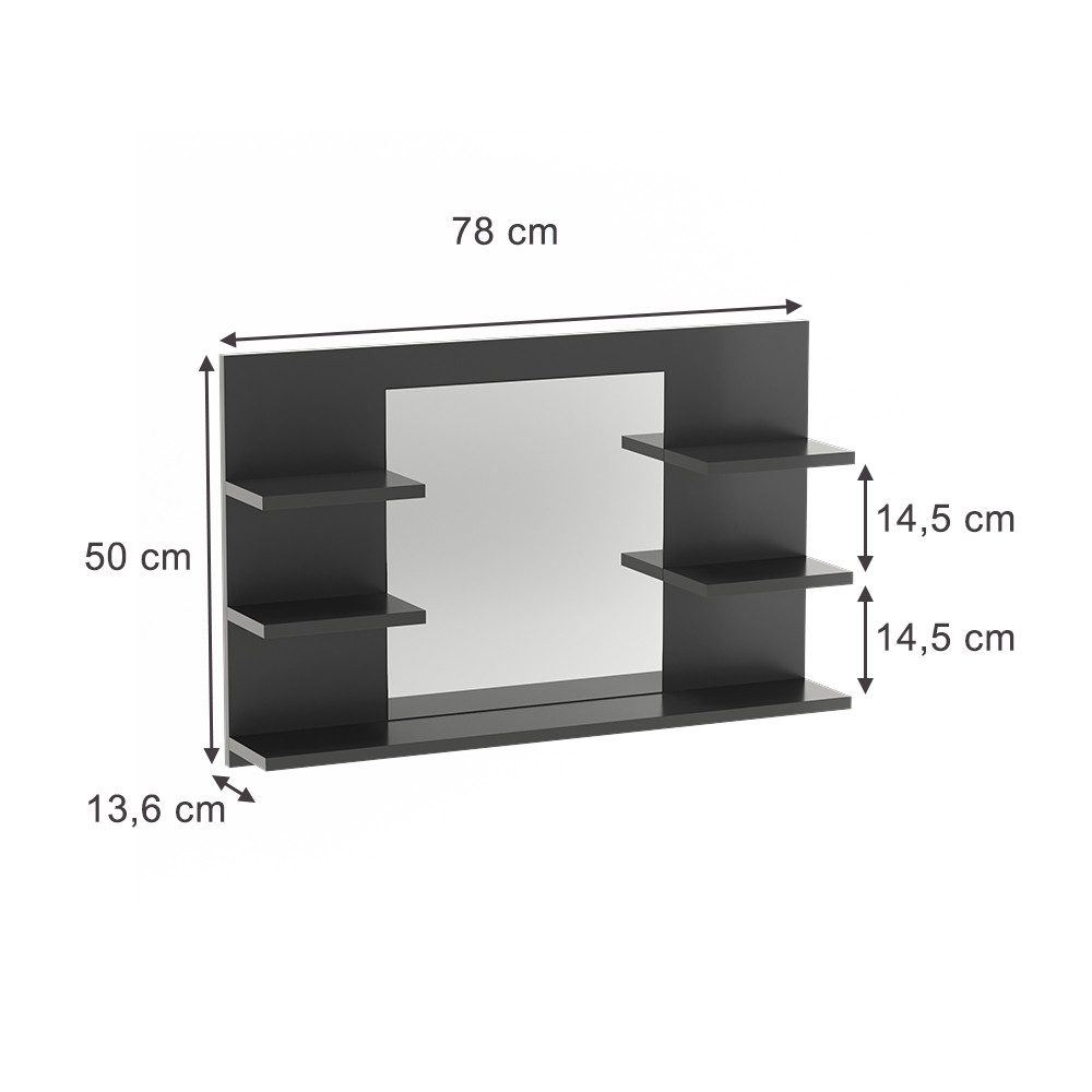 Vicco Badezimmerspiegelschrank Wilbur, Anthrazit, 78 x 50 cm mit Regalen günstig online kaufen