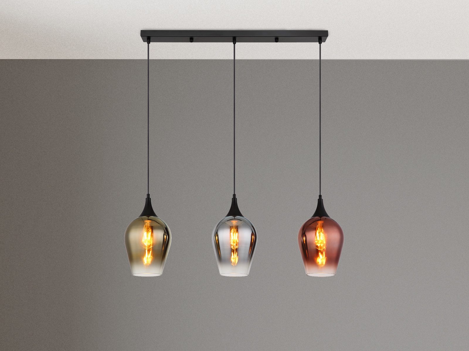 GLOBO LIGHTING LED Pendelleuchte, LED wechselbar, warmweiß, Ausgefallene Lampe für Esstisch & Kücheninsel hängend Bunt Breite 83cm