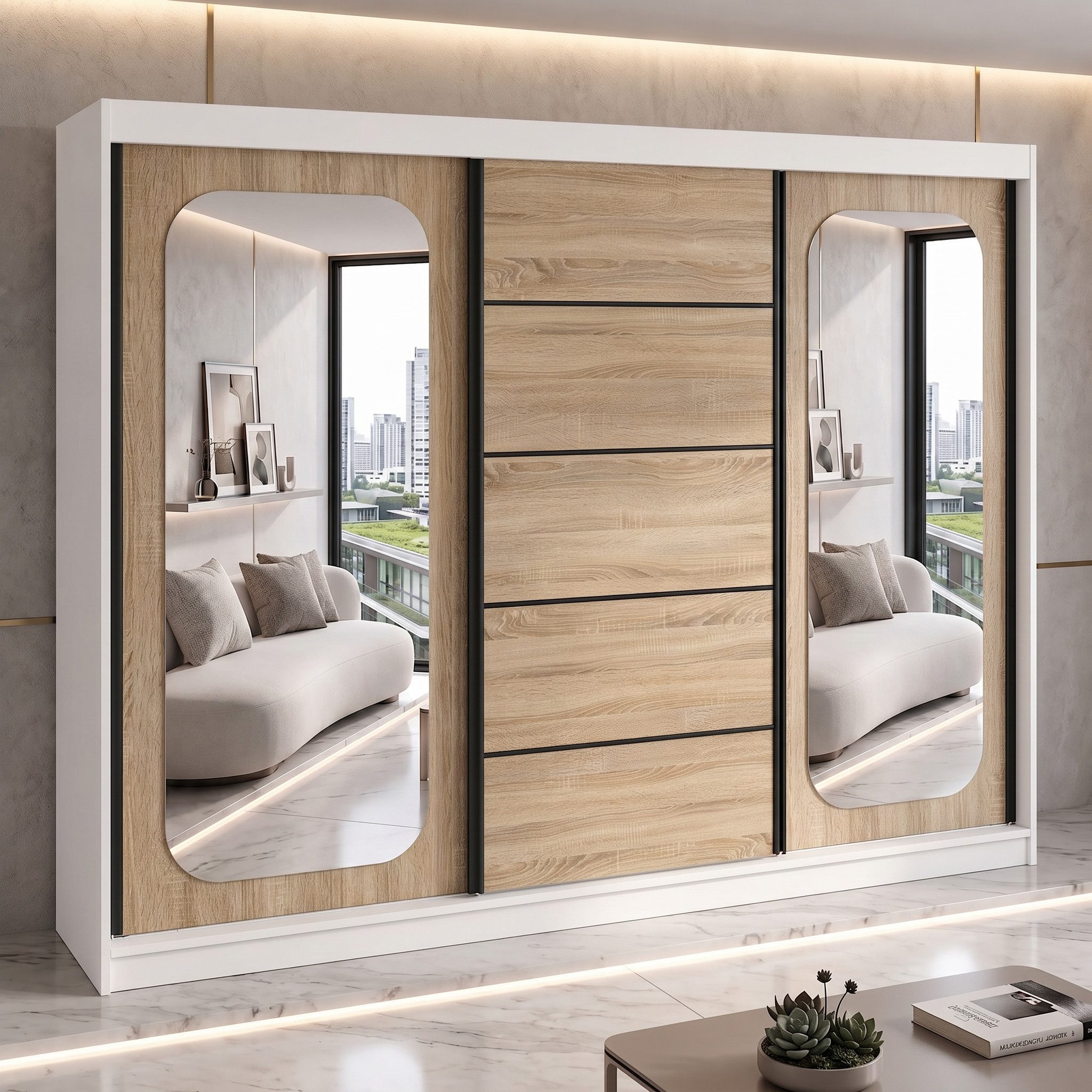 A&J MöbelLand GmbH Schiebetürenschrank BELANO – Moderner Kleiderschrank mit Schiebetüren (Die perfekte Kombination aus modernem Design, hoher Funktionalität und – Bild 2 von 5