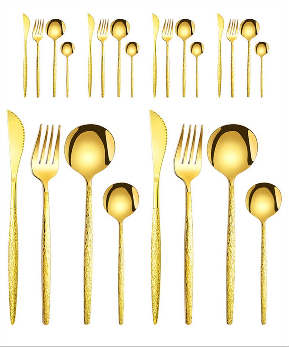 KingLux Besteck-Set 24Teilig Messer Gabel Löffel Geschirrset Set Spülmaschinenfest (24-tlg), 6 Personen, Edelstahl. Reduzierter Preis € 47,90. Unverbindliche Preisempfehlung € 119,99