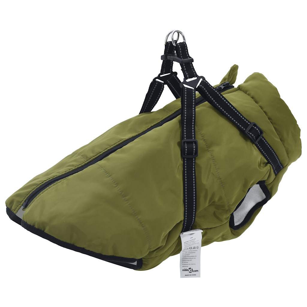 vidaXL Hundemantel l68 Hundemantel mit Geschirr Wasserdicht Armeegrün 6XL