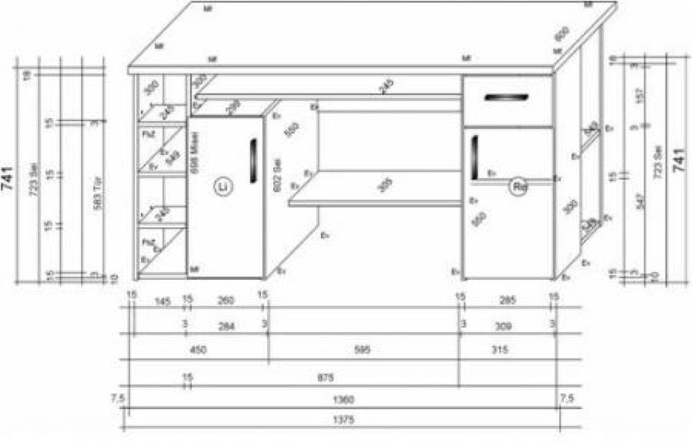 bv-vertrieb Schreibtisch PC-Tisch Schreibtisch Computertisch Bürotisch