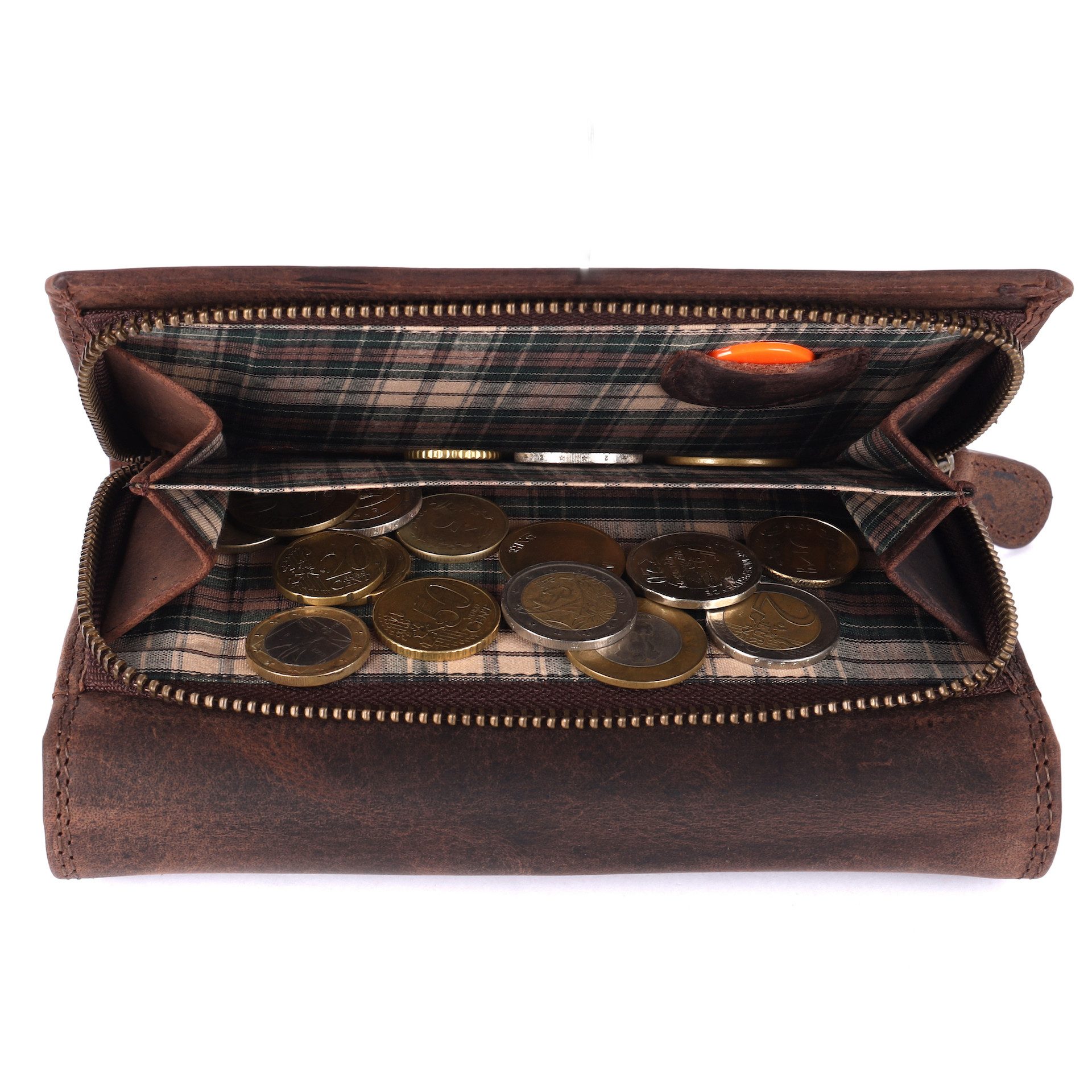 Benthill Geldbörse Damen Echt-Leder XL Portemonnaie Groß Frauen RFID Vintage Damenbörse, RFID-Schutz Kartenfächer Münzfach Reißverschlussfach – Bild 4 von 5