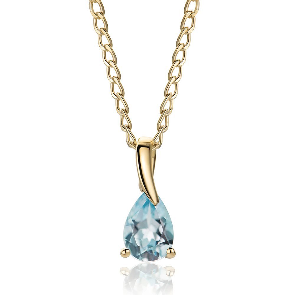 Miore Kette mit Anhänger für Damen mit Smaragd, Saphir, Rubin, Blautopas oder Amethyst, in 9K (375) Gelbgold