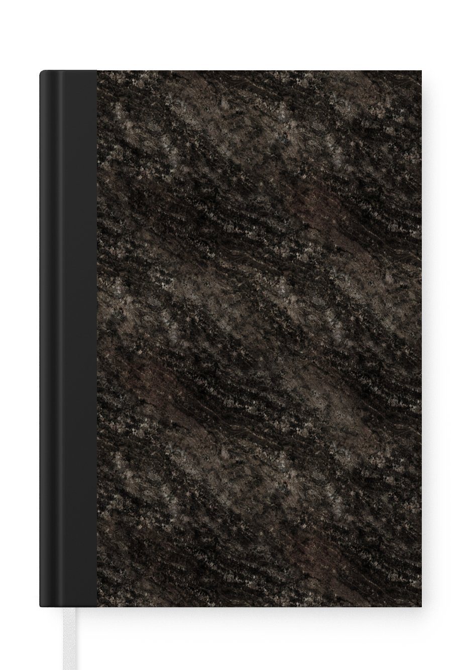 MuchoWow Notizbuch Granit - Marmor - Muster - Schwarz, Journal, Merkzettel, Tagebuch, Notizheft, A5, 98 Seiten, Haushaltsbuch