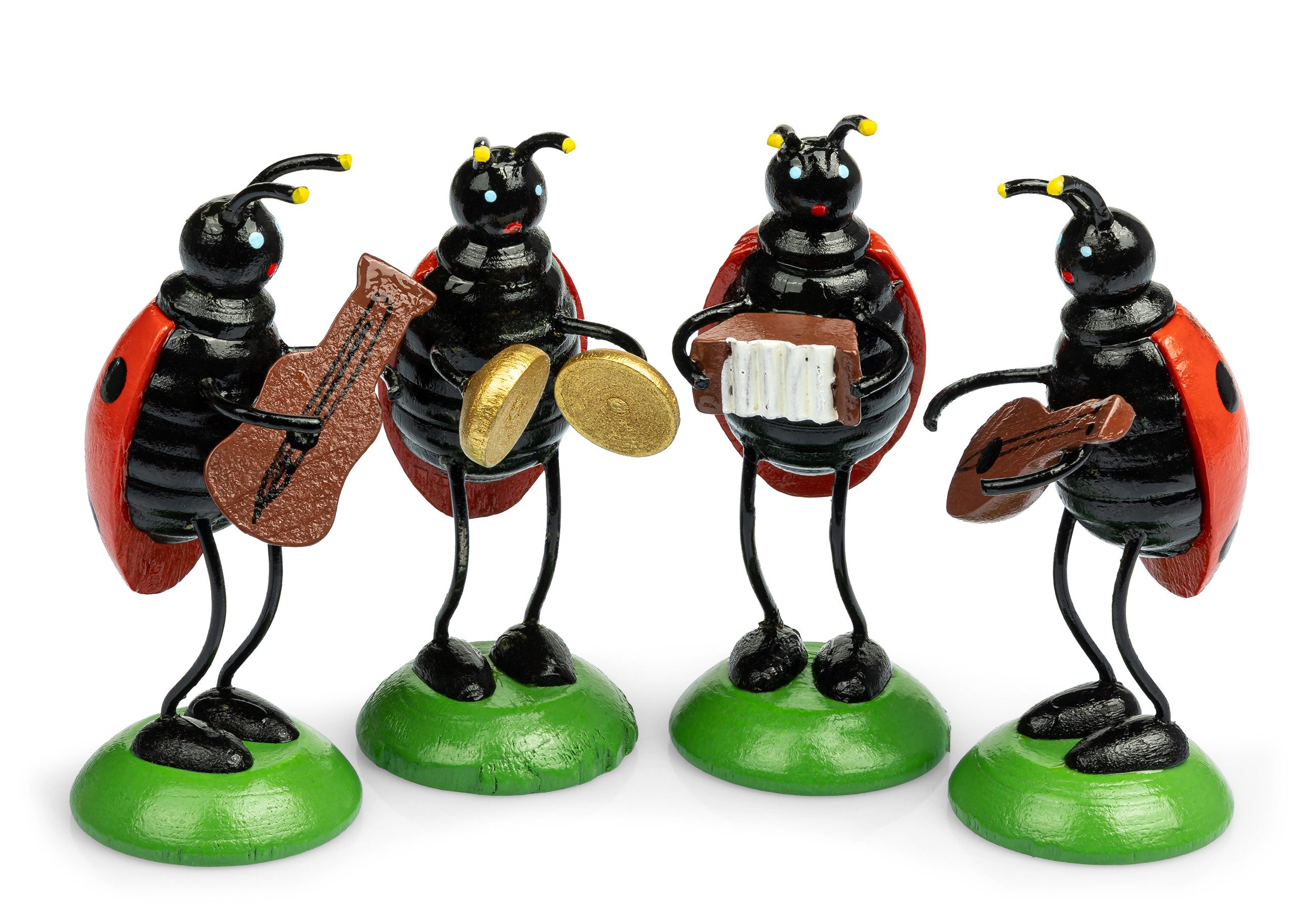 Osterfigur OD23 Osterdeko Lustige Marienkäfer Band Holz Figuren 4er Set