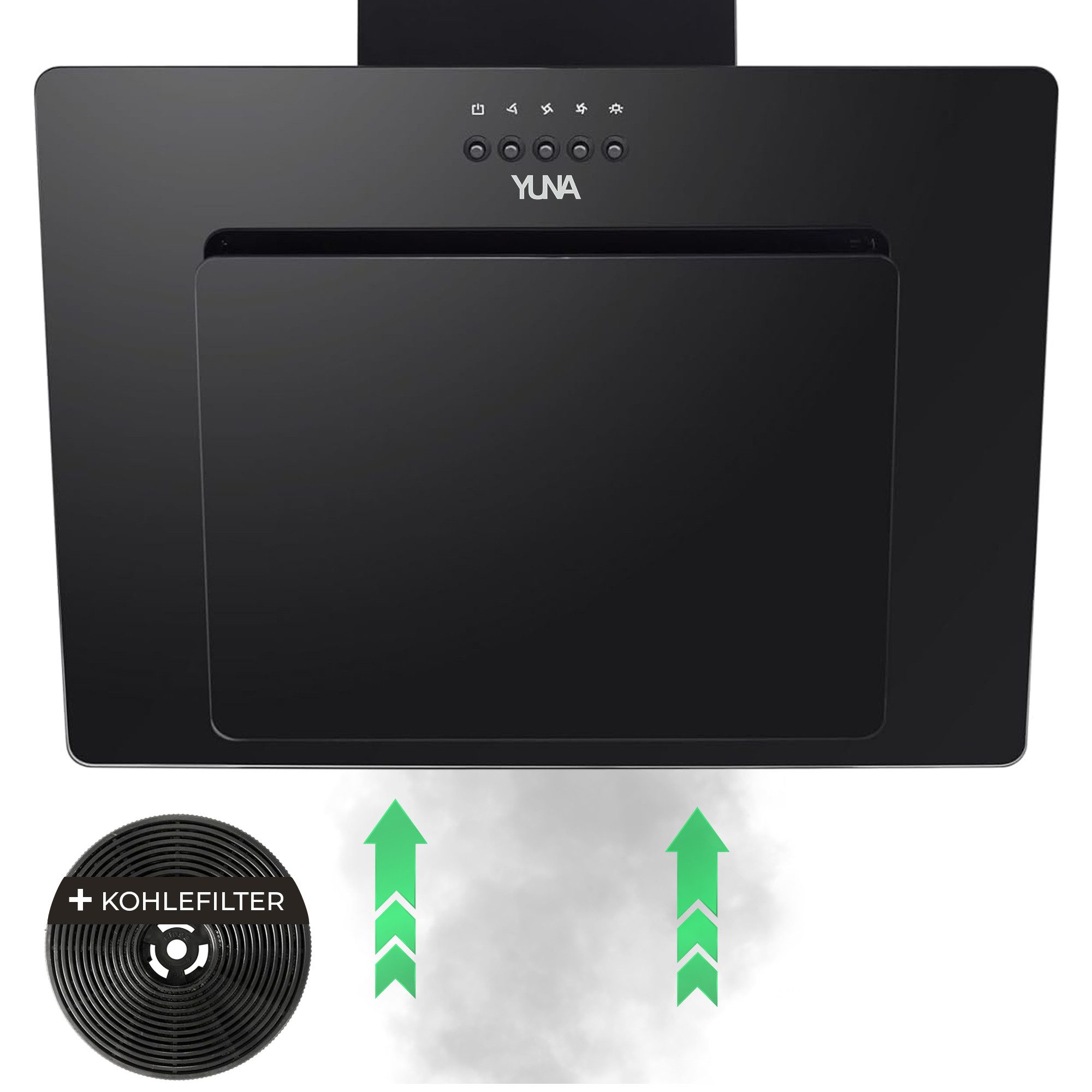 YUNA Wandhaube Yuna Dunstabzugshaube KIM SH60A, inkl. Kohlefiltern, 60cm inklusive Kohlefilter – Bild 2 von 5