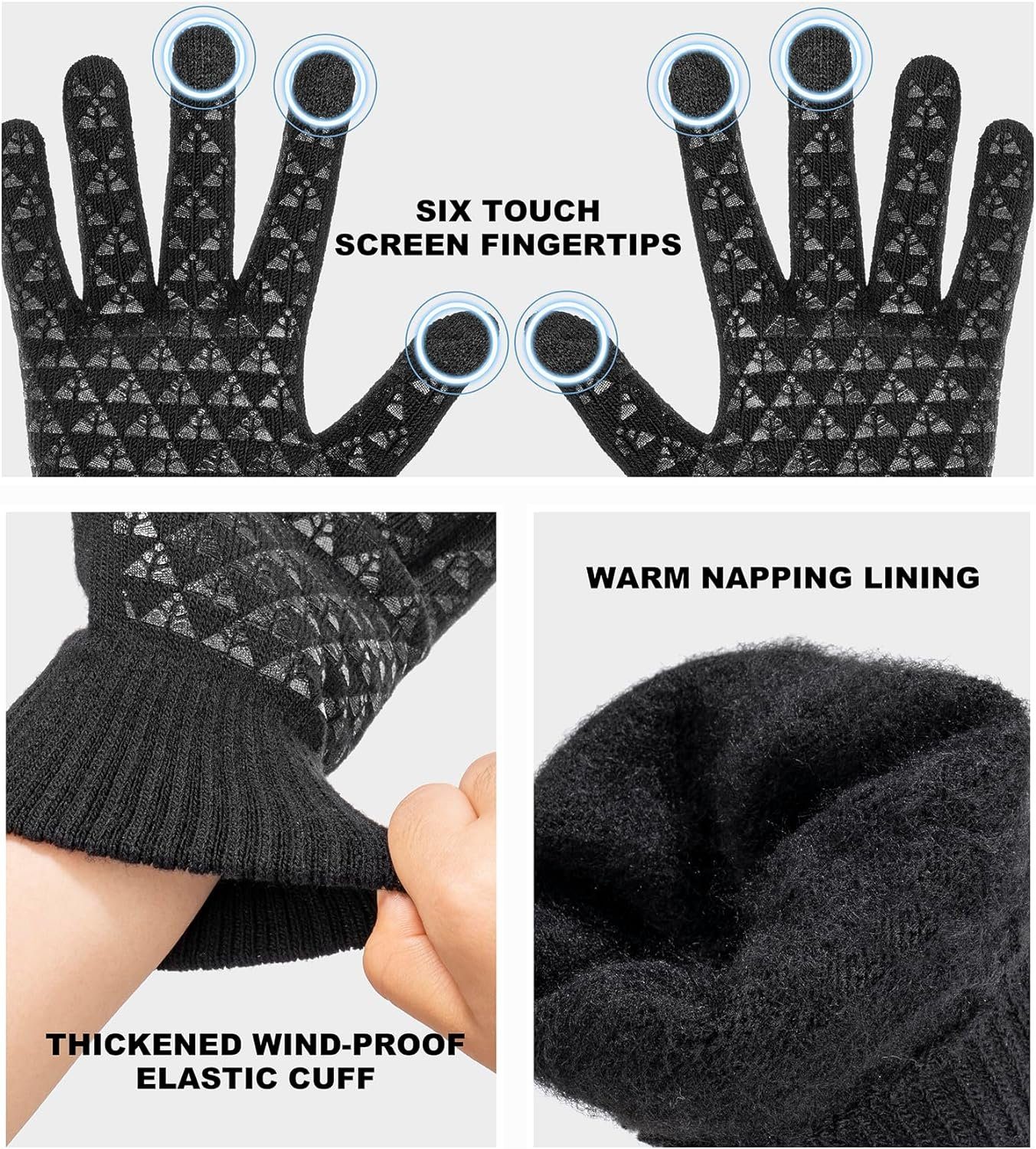 Alster Herz Alster Warme Anti-Rutsch, Herz Futter, Handschuhe Winter mit Strickhandschuhe Touchscreen A0515 Thermohandschuhe