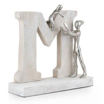 Moritz Skulptur Mutter und Kind Tochter Sohn 26 x 8 x 24 cm, Dekoobjekt Holz, Tischdeko, Fensterdeko, Wanddeko, Holzdeko