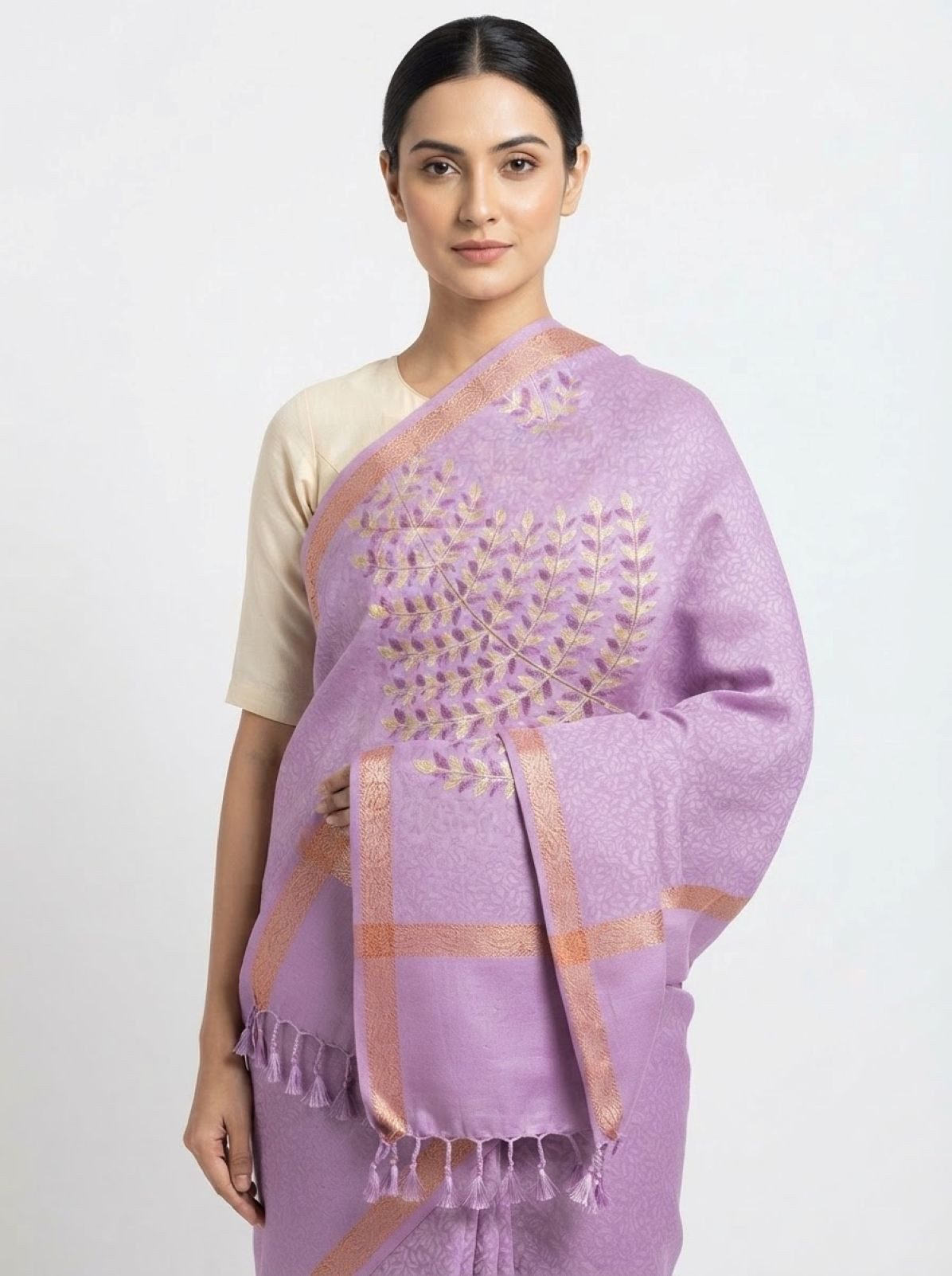 PfauGermany Schal Party Wear Premium Quality Sozni Embroidered with Stonework