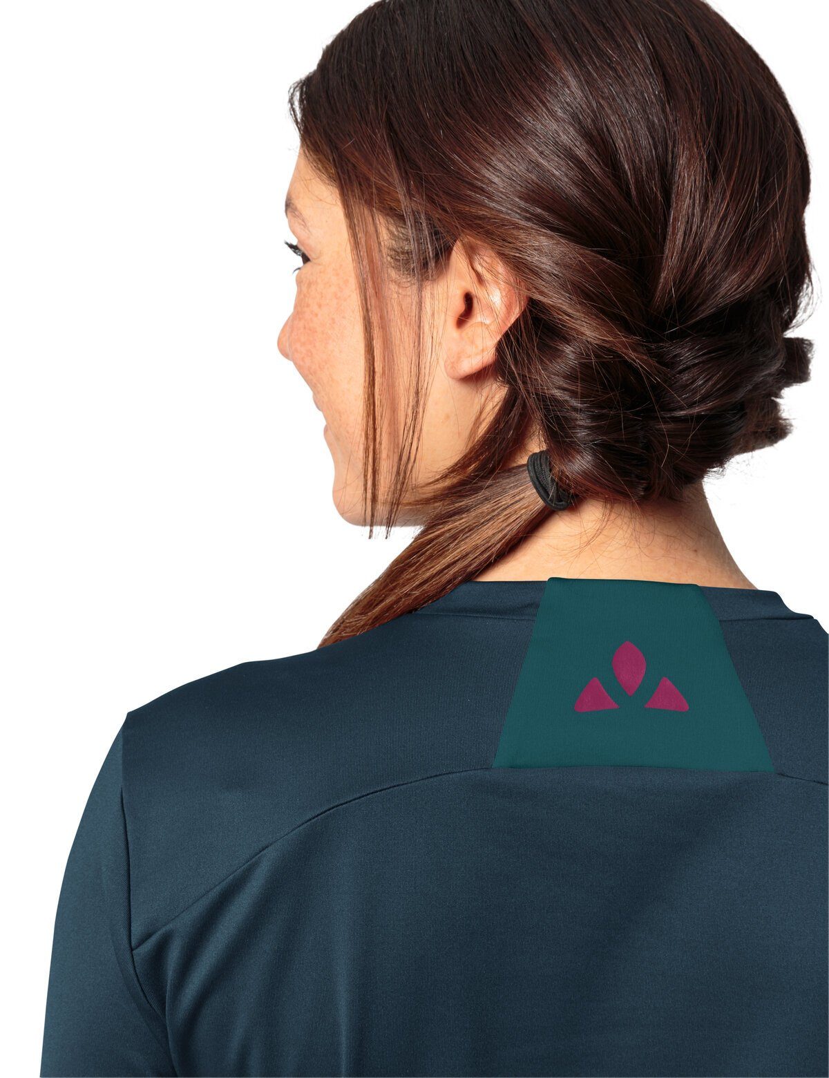 Green (1-tlg) Rundhalspullover LS Shirt Shape Women's Qimsa VAUDE sea Logo dark