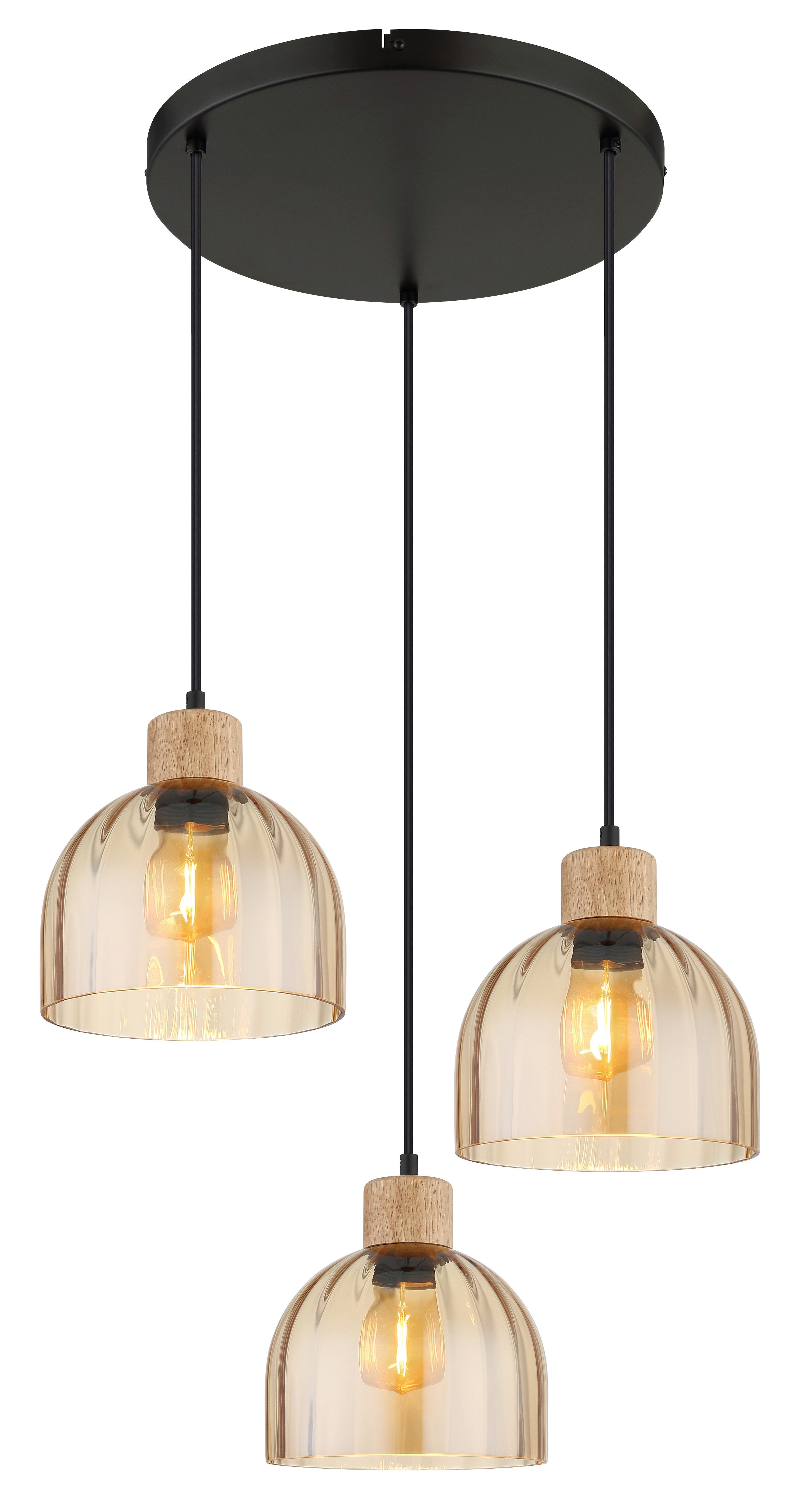 GLOBO LIGHTING Hängeleuchte SWANSON, ohne Leuchtmittel, Hängeleuchte mit Glas amber, warmes Licht, stilvoll elegant