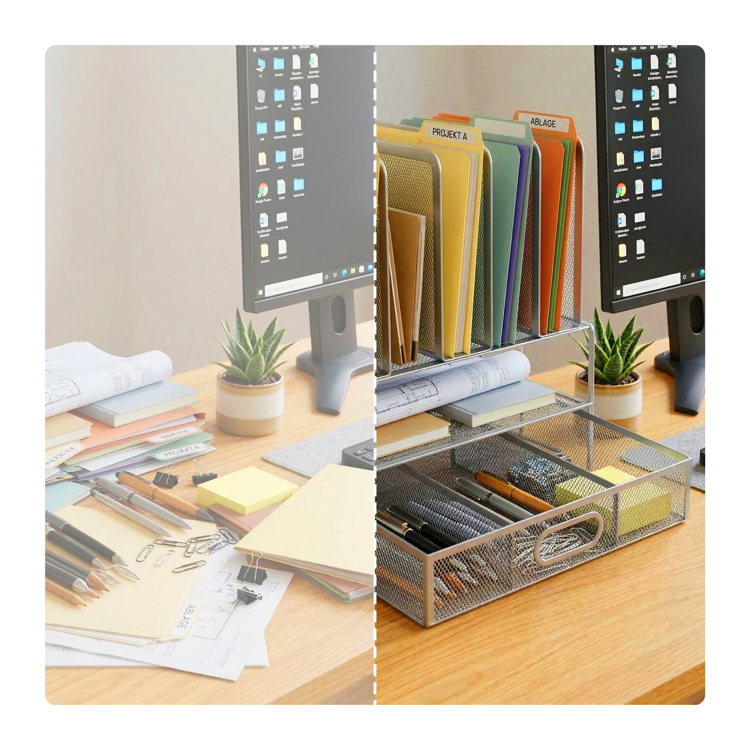 relaxdays Organizer Schreibtisch Organizer Schublade Ablagen (1 St), silber – Bild 5 von 5