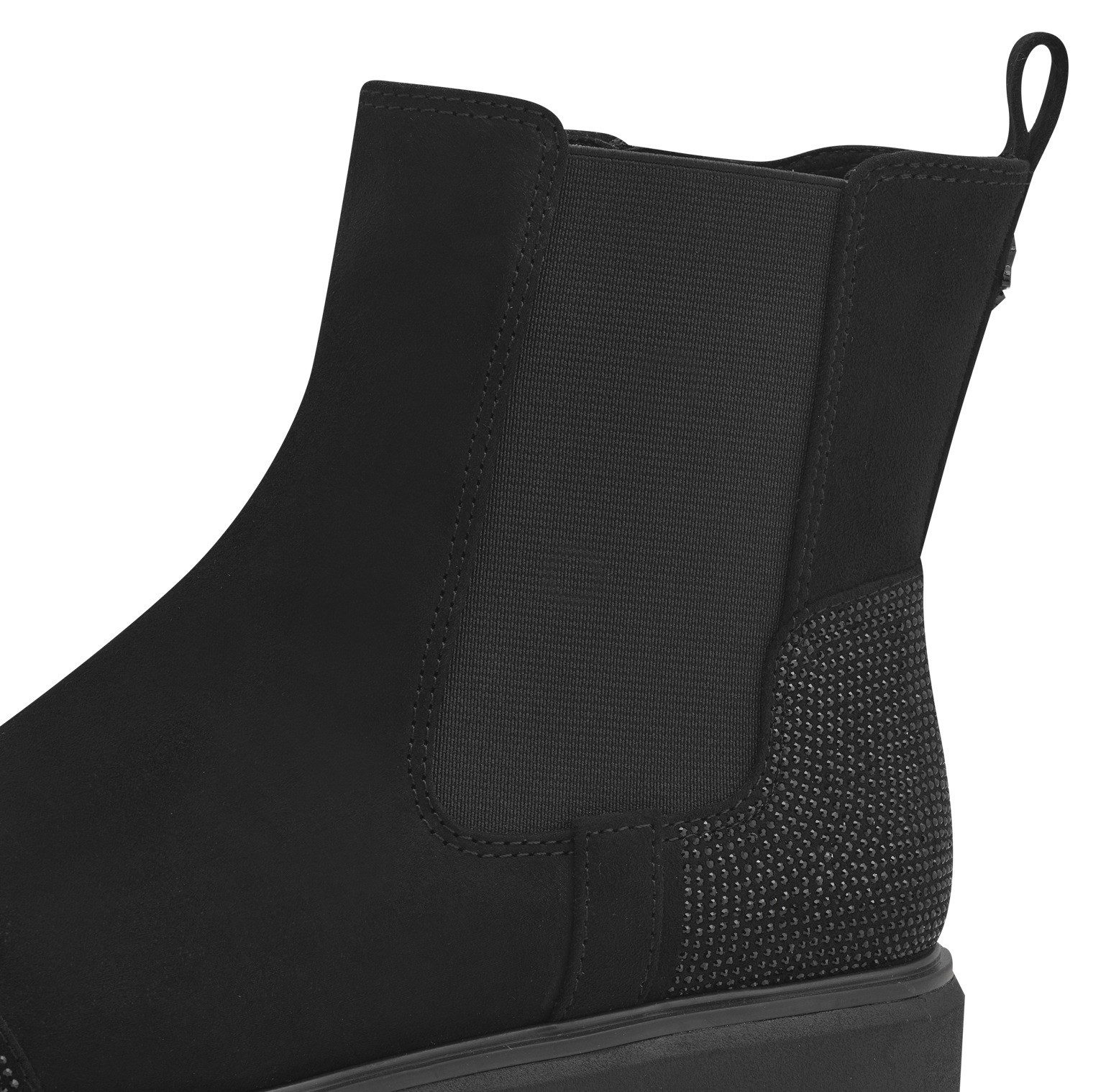 MARCO TOZZI by GMK BELLO Chelseaboots, Blockabsatz, Stiefelette, Boots mit funkelnden Strasssteinen