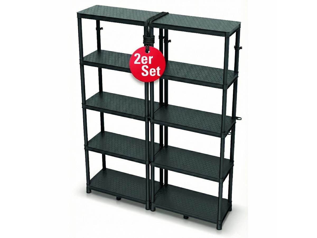 Kistenberg Schwerlastregal Werkstattregal KSS75L5, 2er Set, je 220kg belastbar und 5 Ablageböden, 74 x 36 x 172,5 cm