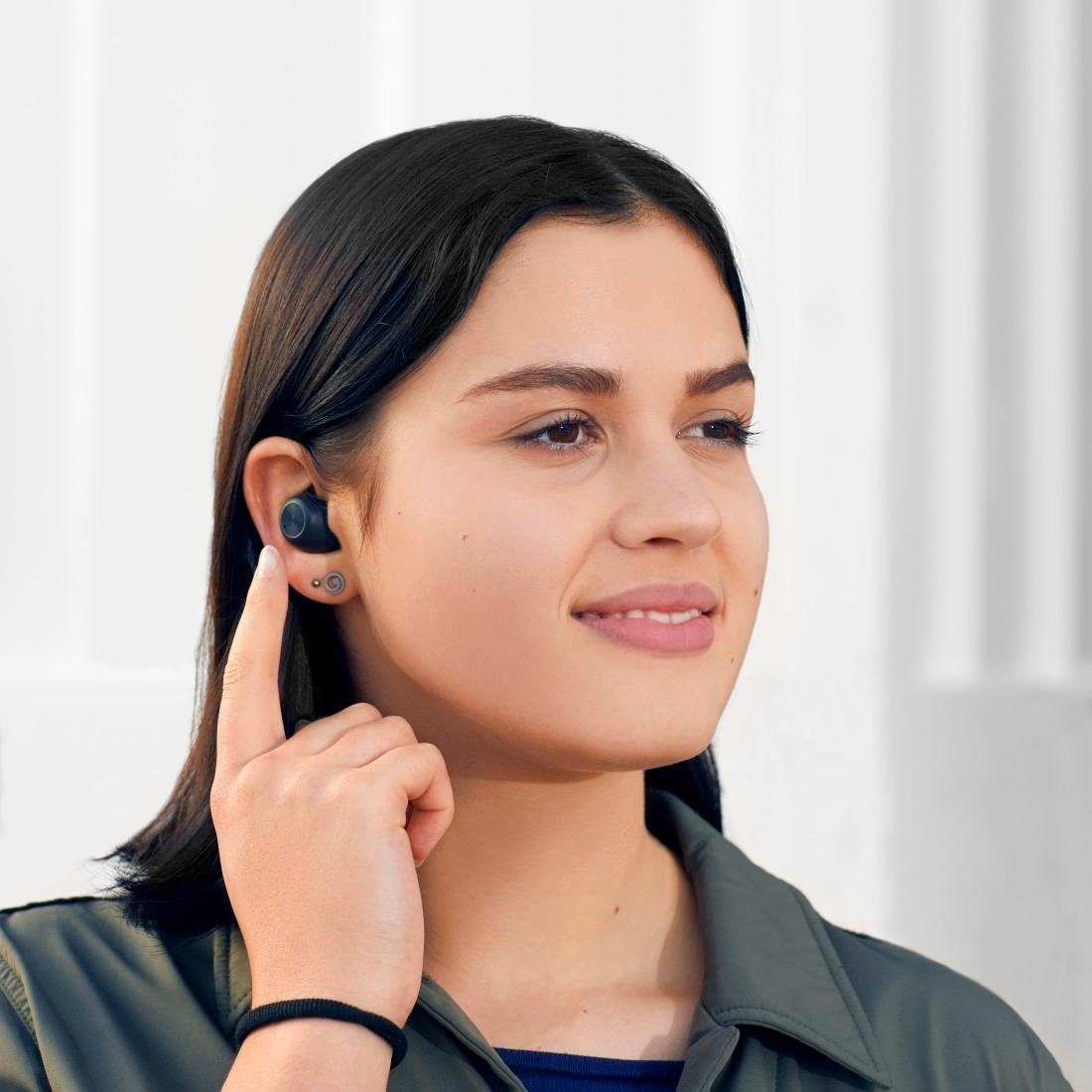 Thomson Bluetooth Kopfhörer True Wireless, HSP, Bluetooth-Kopfhörer kabellos, AVRCP HFP, schwarz Bluetooth, integriertes Assistant, Sprachassistenten, In und (Sprachsteuerung, SPP, Ear) Mikrofon True Google Bluetooth, Telefonfunkion, Wireless, Siri, spritzwassergeschützt A2DP