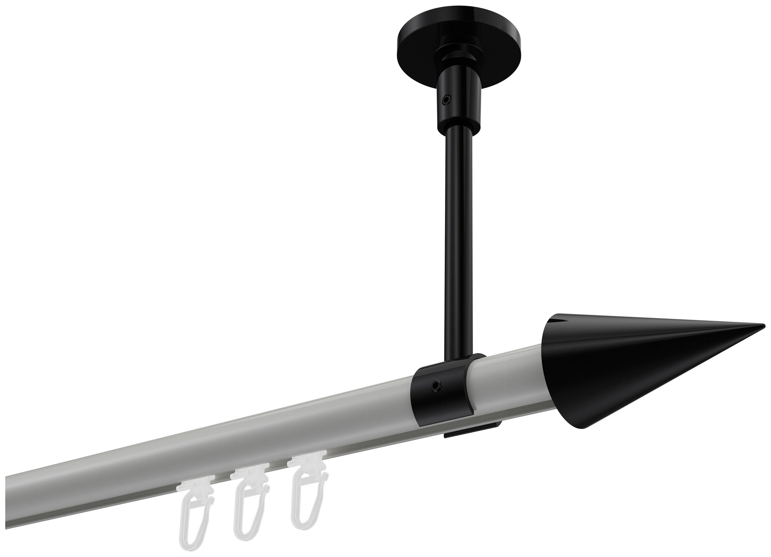 INTERDECO Innenlaufschiene Sonette Savio, Ø 20 mm, 1-läufig, Fixmaß, kürzbar, Deckenmontage, Aluminium, Weiß / Schwarz / Bicolor