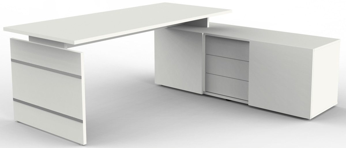 KERKMANN Schreibtisch Komplettarbeitsplatz Form 4 mit Schreibtisch und Sideboard weiß