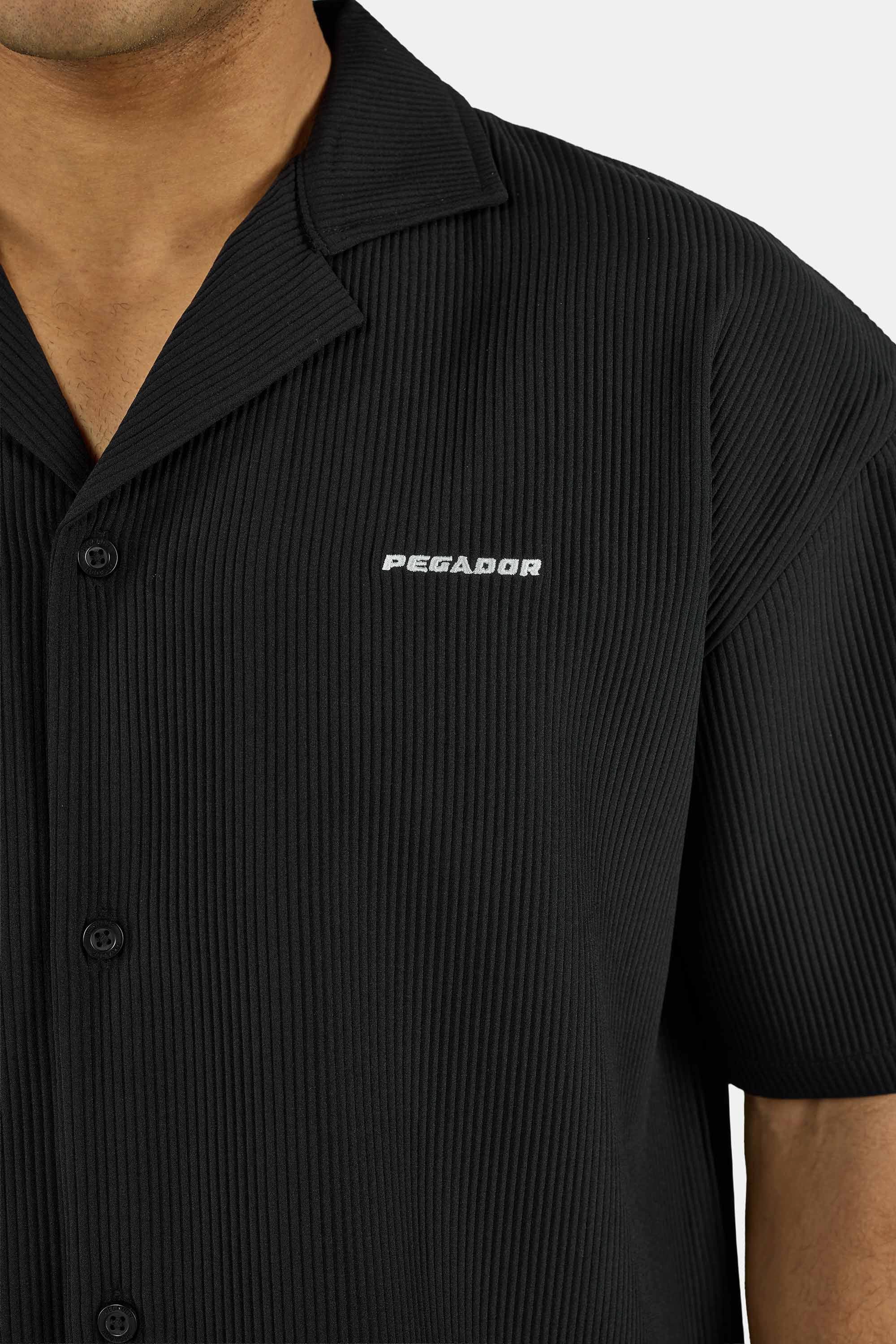 PEGADOR Kurzarmhemd TROY PLISSEE SUMMER SHIRT Baumwollmischung, regular fit