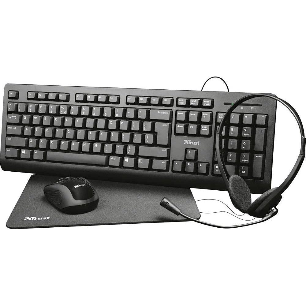 Primo Home Office Set Maus-Mauspad-Kopfhörer Büro Deskset Tastatur