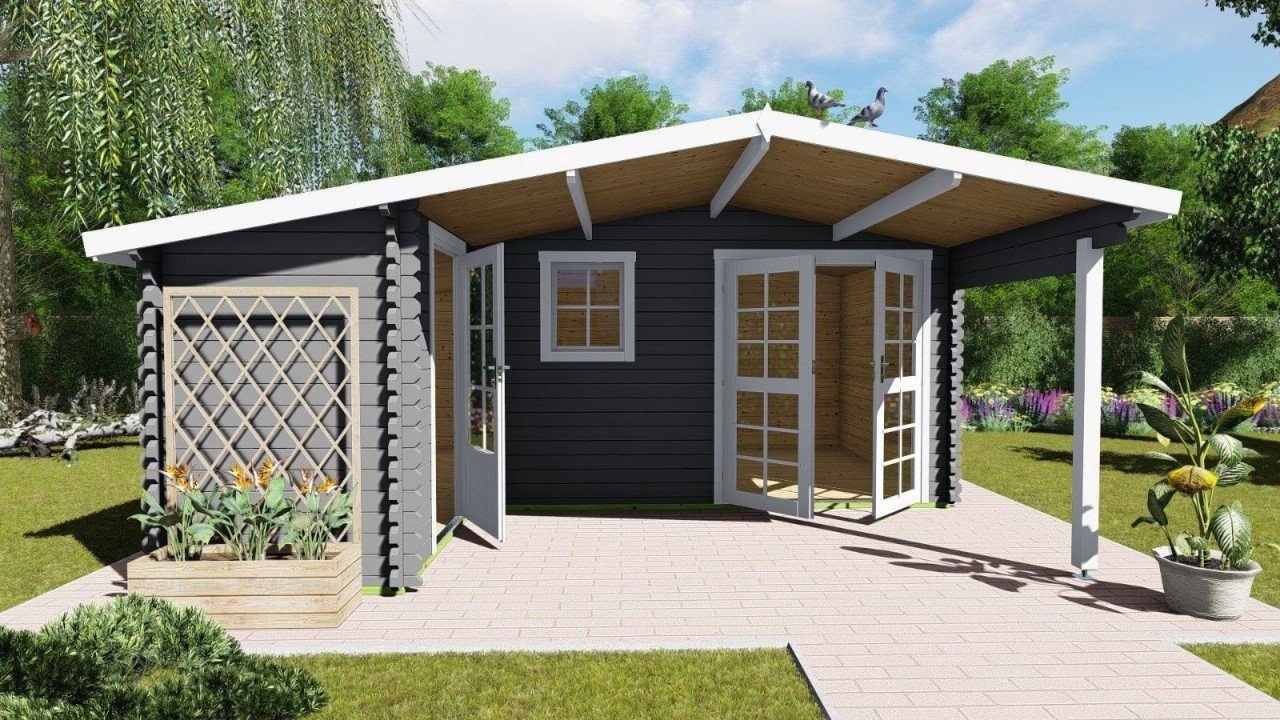 Finn Art Blockhaus Gartenhaus 5x5m Holz Norwegen 5 in 40mm Wandstärke, BxT: 510x480 cm, ohne Fußboden, ohne Dacheindeckung