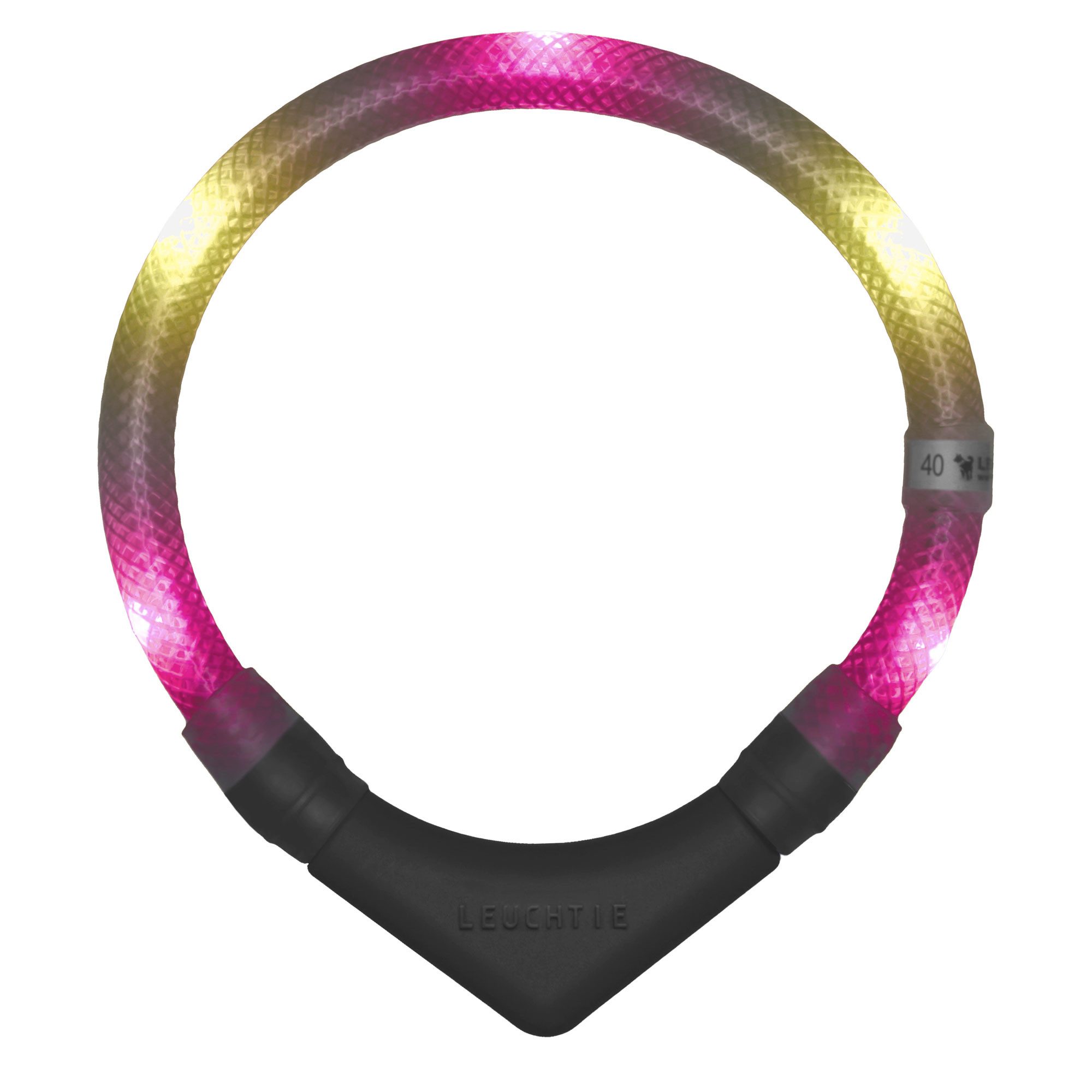 LEUCHTIE Leuchthalsband LEUCHTIE Plus Bewegungssensor hotpink-vanille 45, LED-Halsband für Hunde – mit AAA-Batterien, bis zu 100 h Leuchtdauer