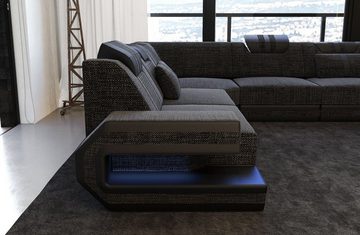 Sofa Dreams Wohnlandschaft Design Polster Stoff Sofa Ragusa U Form H Strukturstoff Stoffsofa, Couch wahlweise mit Hocker