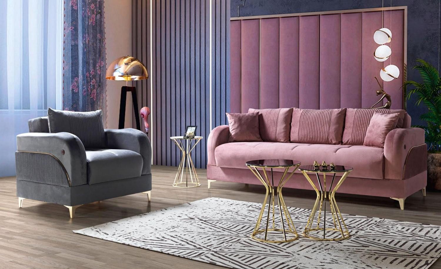 Xlmoebel Polstergarnitur Elegantes Sofa mit Relaxsessel in hochwertigem Design, (2-tlg., 2tlg.Wohnzimmer Set(Sofagarnitur 3+1), Hergestellt in Europa
